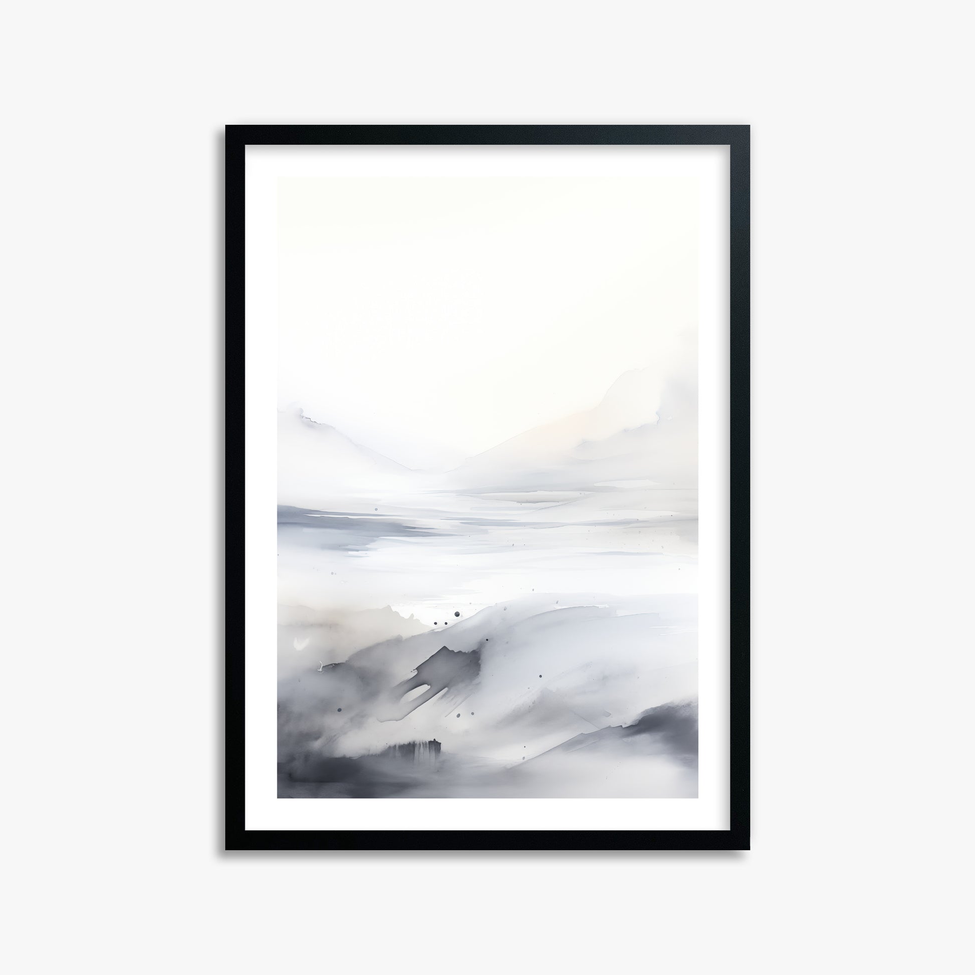 Misty Horizon Whisper, 50x70cm Framed Poster With Black Frame