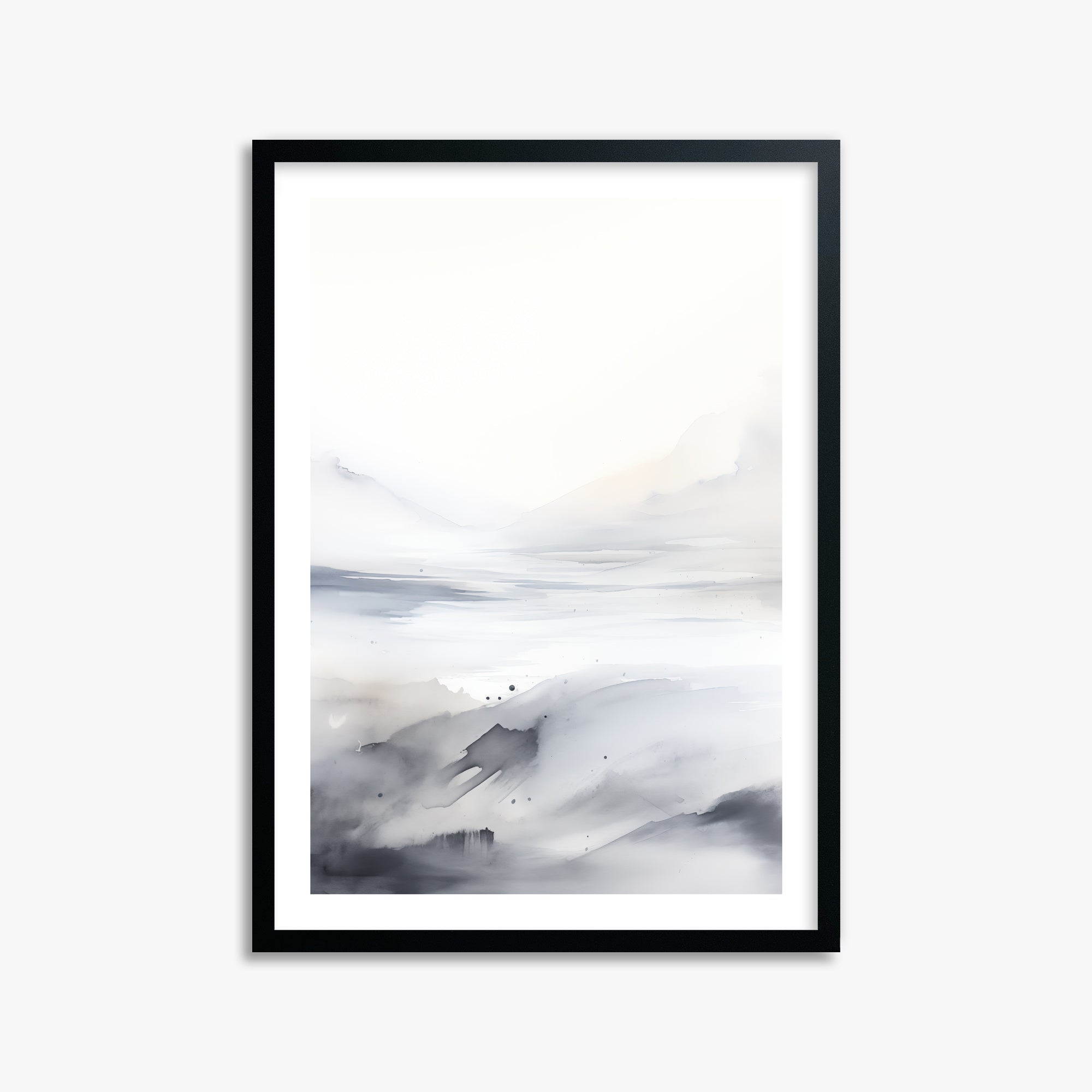 Misty Horizon Whisper, 50x70cm Framed Poster With Black Frame
