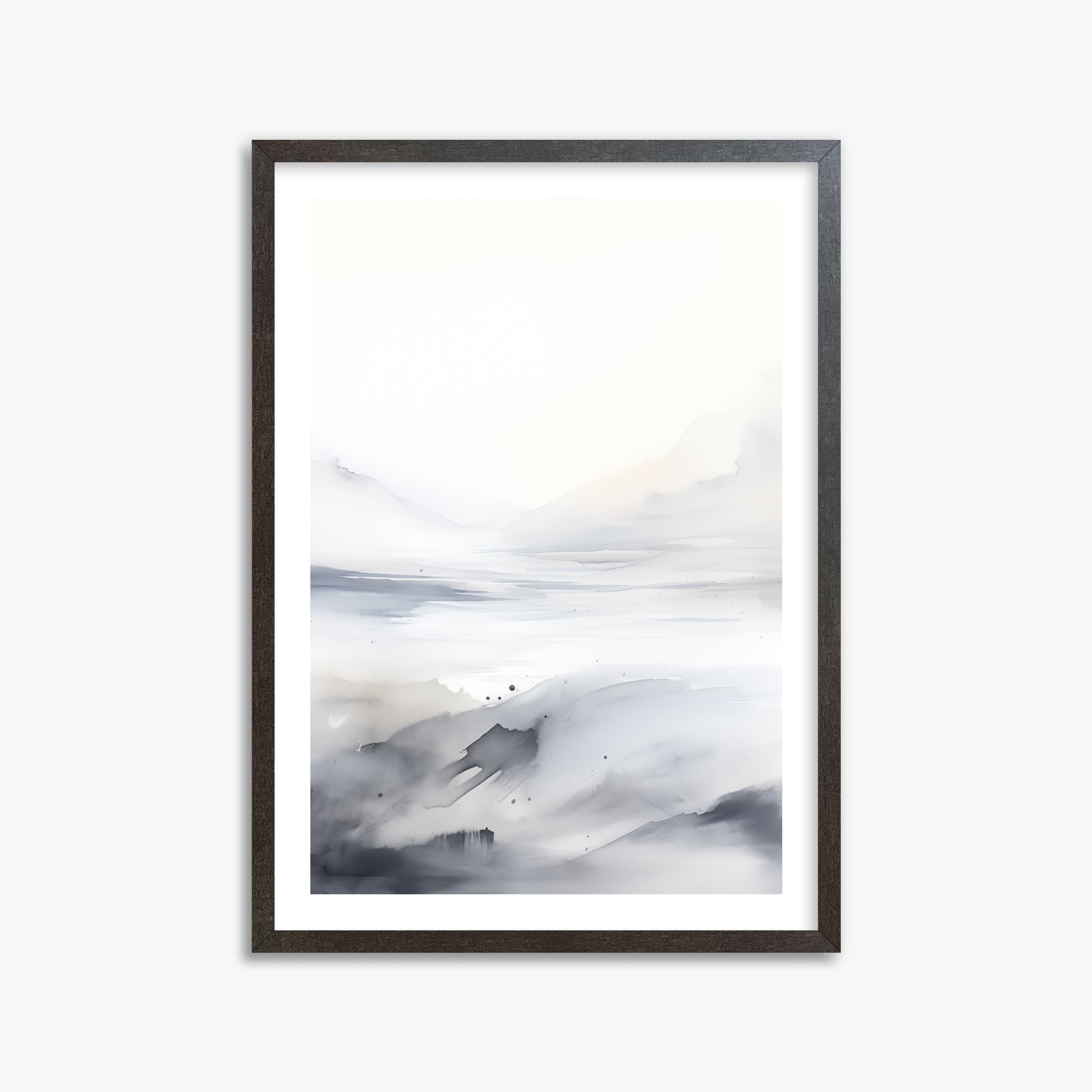 Misty Horizon Whisper, 50x70cm Framed Poster With Espresso Frame
