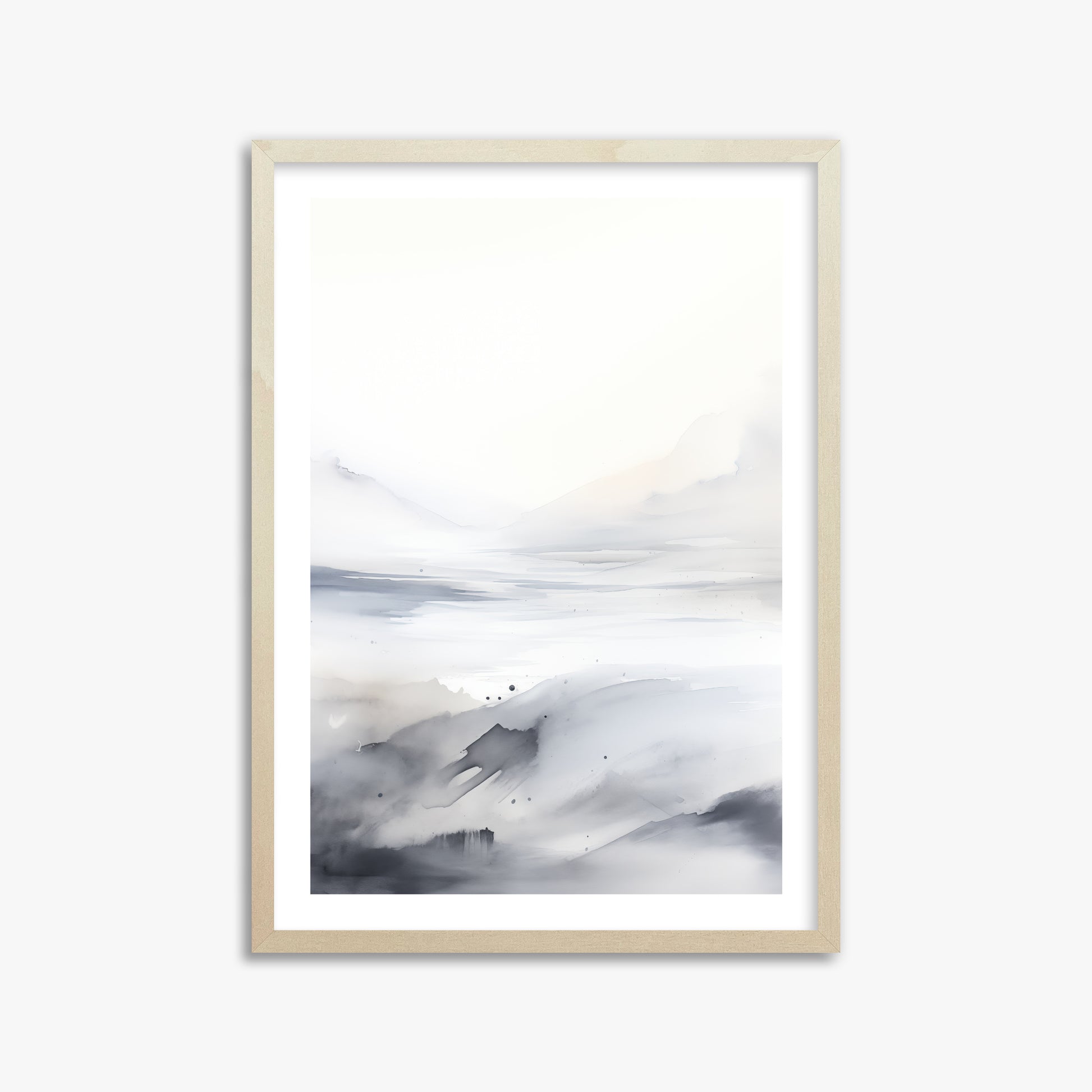 Misty Horizon Whisper, 50x70cm Framed Poster With Lime Wood Frame