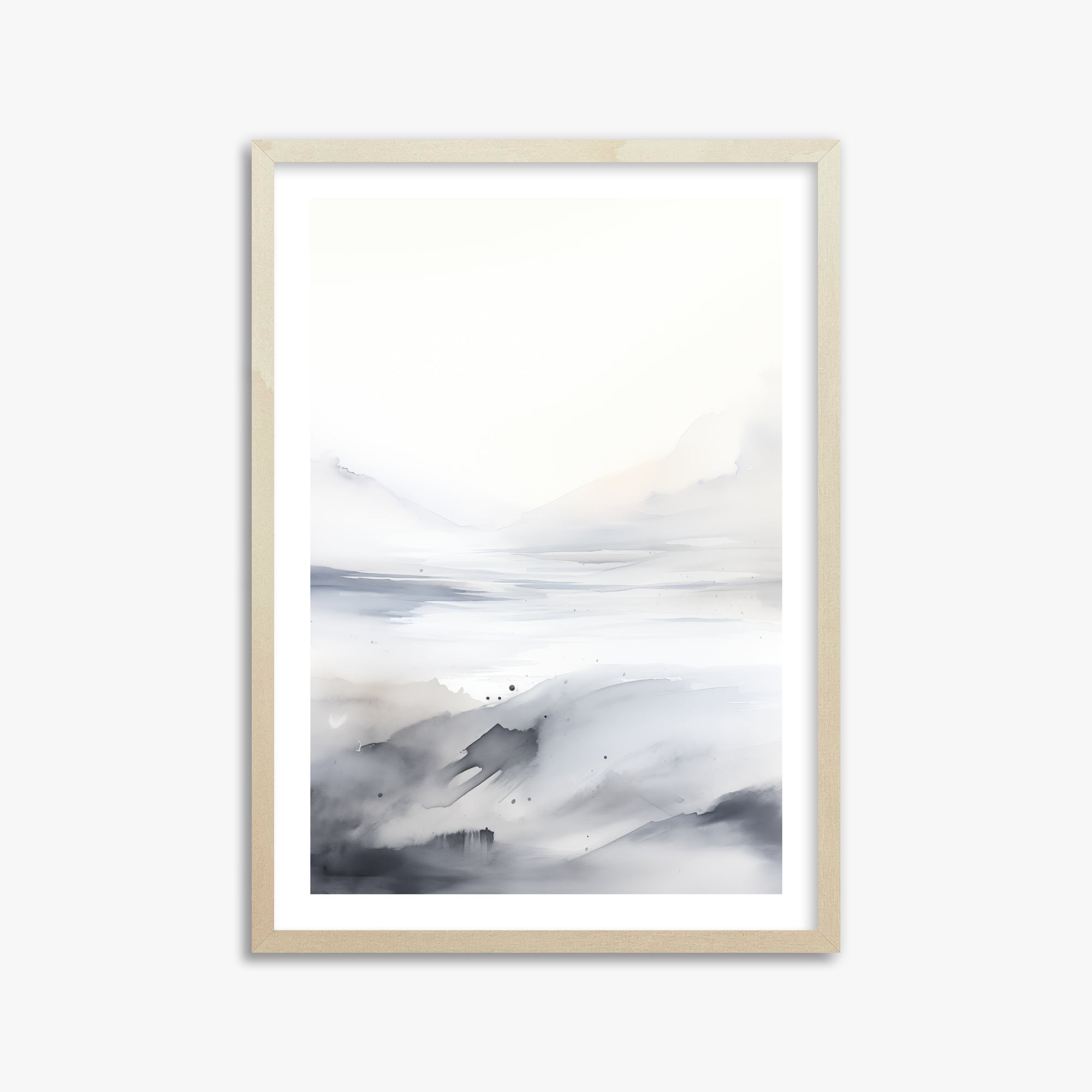 Misty Horizon Whisper, 50x70cm Framed Poster With Lime Wood Frame