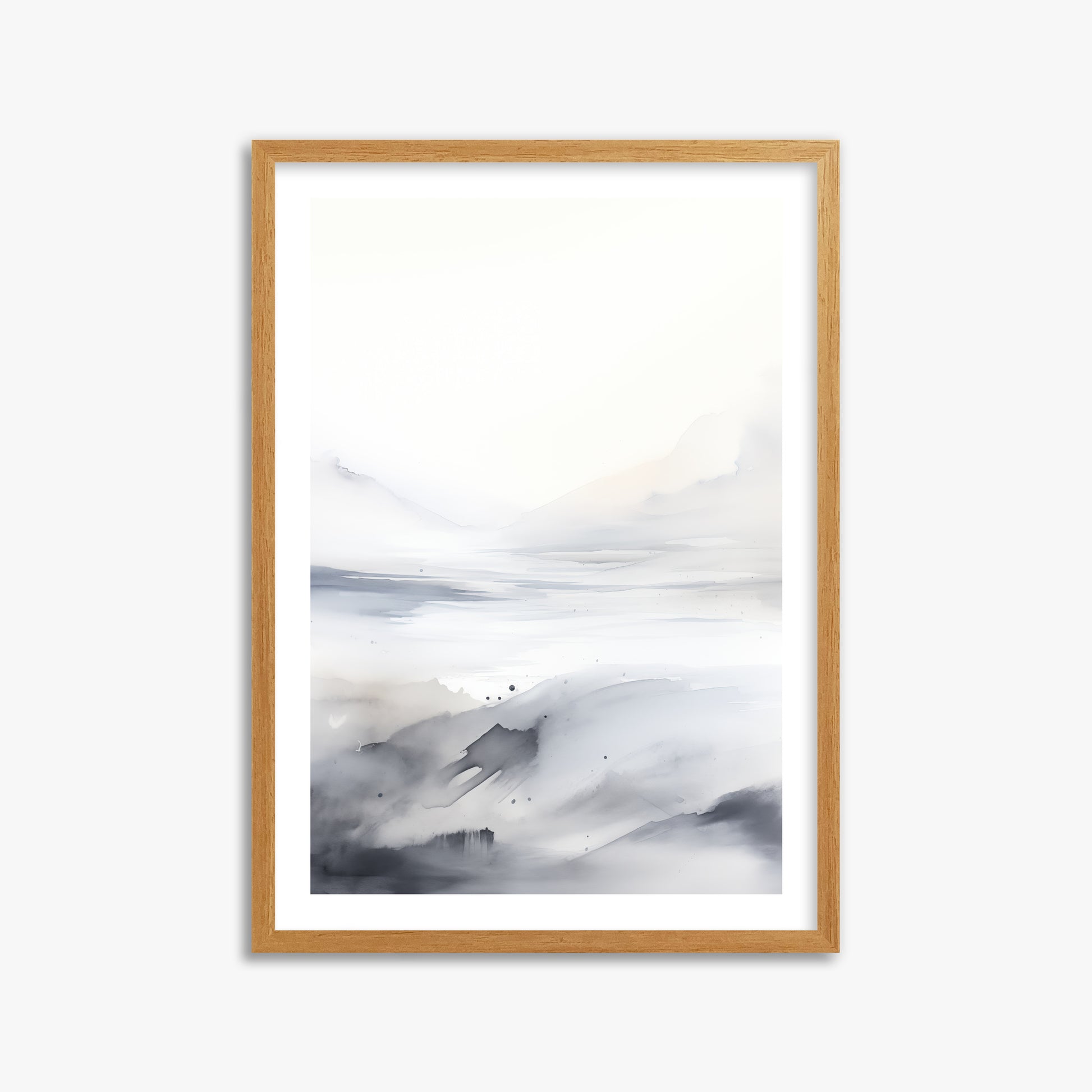 Misty Horizon Whisper, 50x70cm Framed Poster With Oak Frame