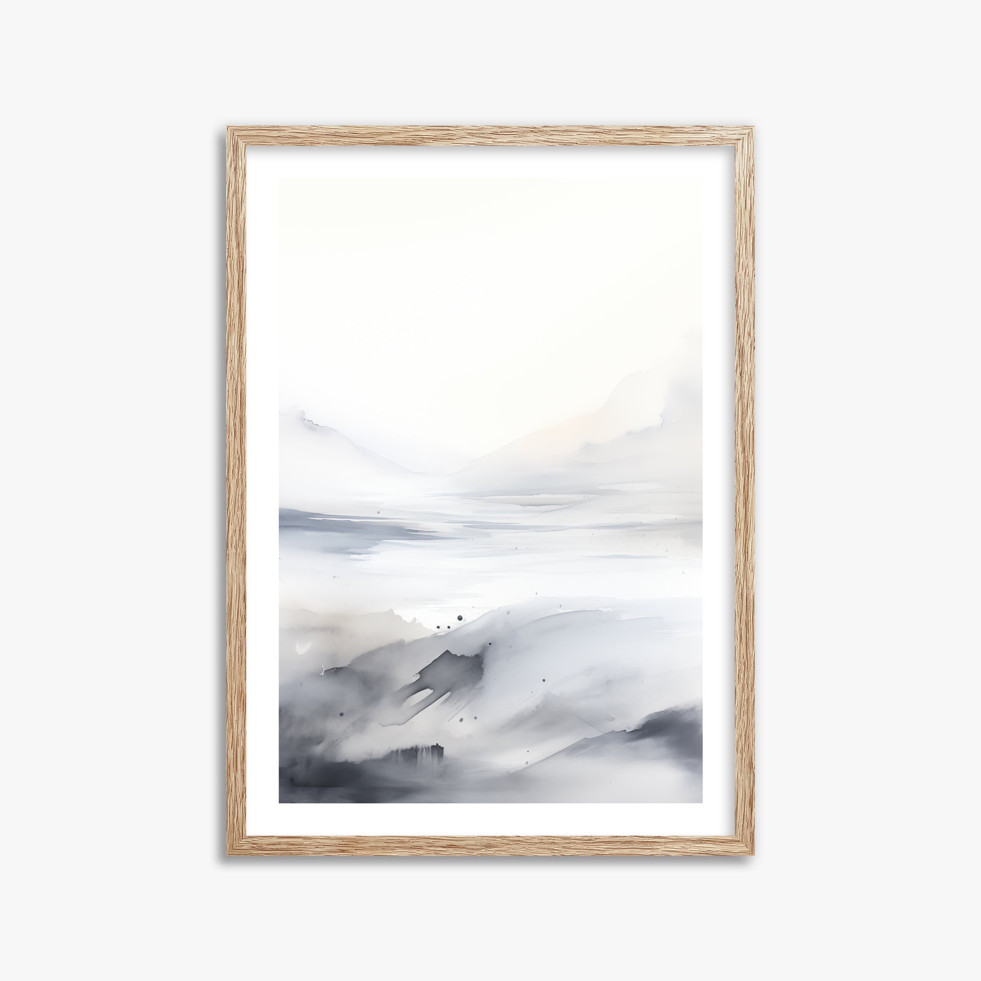 Misty Horizon Whisper, 50x70cm Framed Poster With Raw Oak Frame