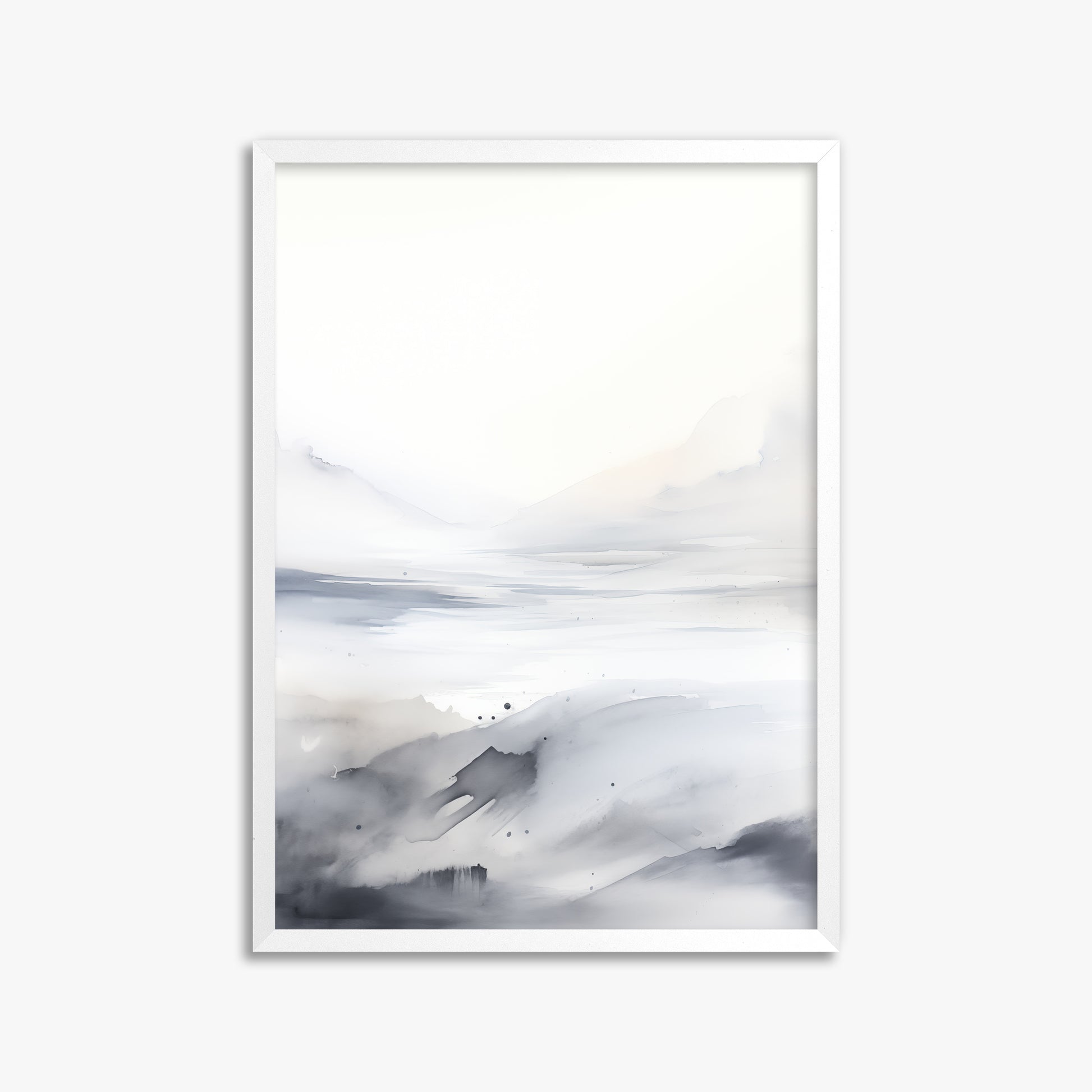 Misty Horizon Whisper, 50x70cm Framed Poster With White Frame