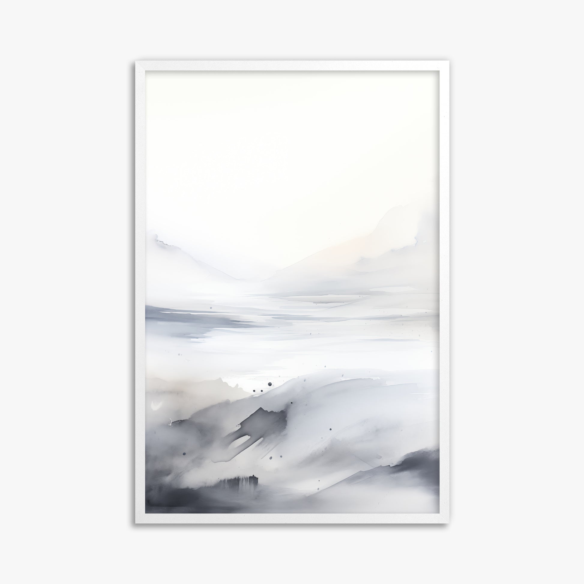 Misty Horizon Whisper, 61x91cm Framed Poster With White Frame