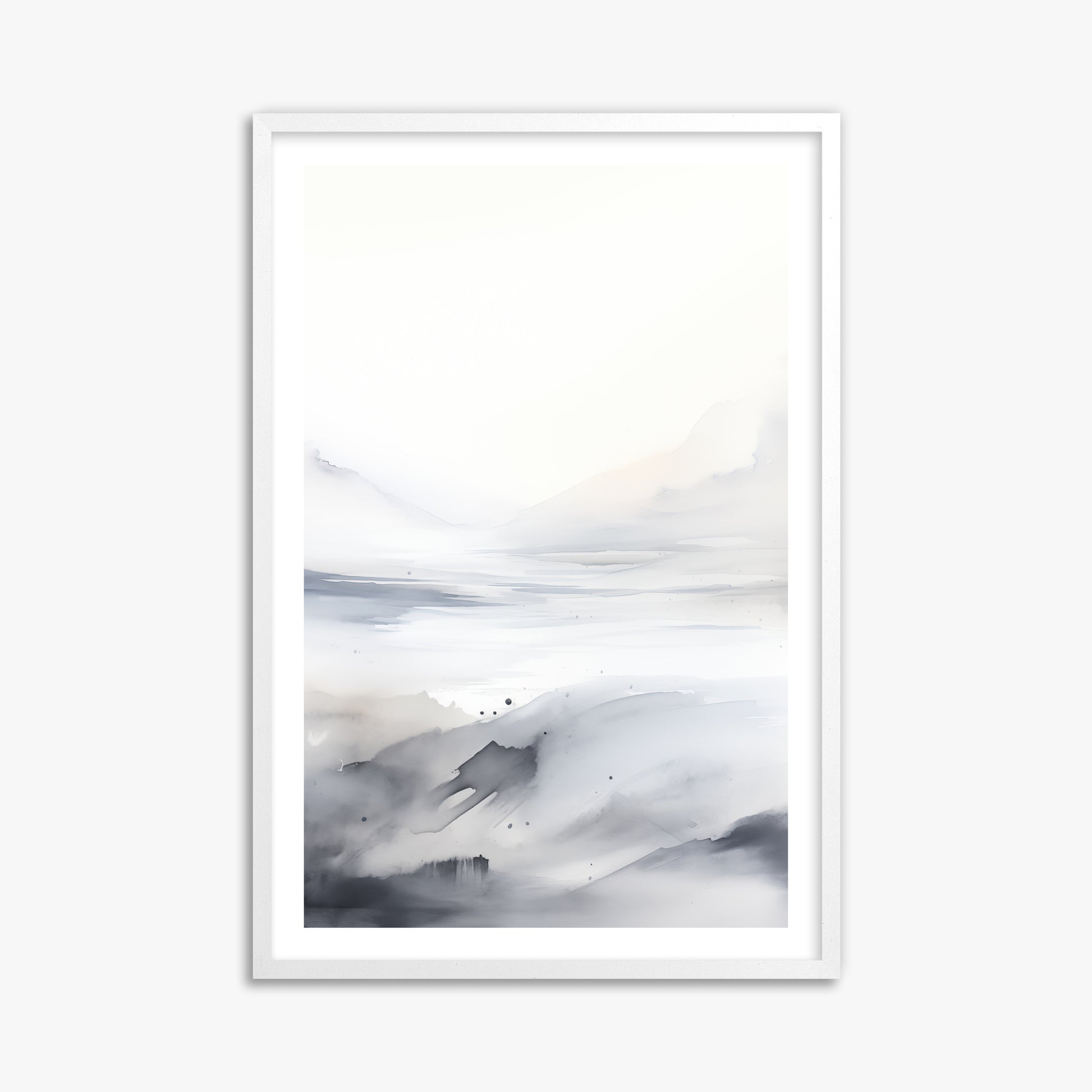 Misty Horizon Whisper, 61x91cm Framed Poster With White Frame