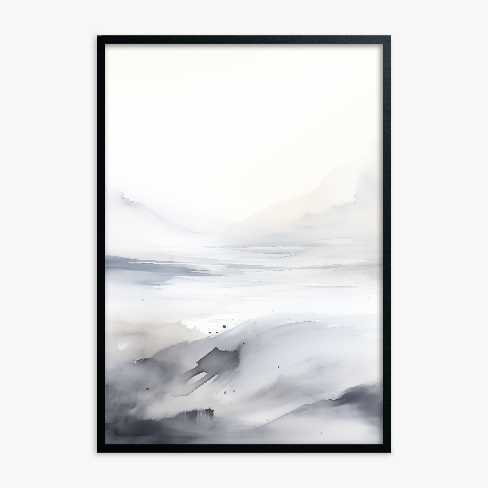 Misty Horizon Whisper, Black Framed Poster With Black Frame