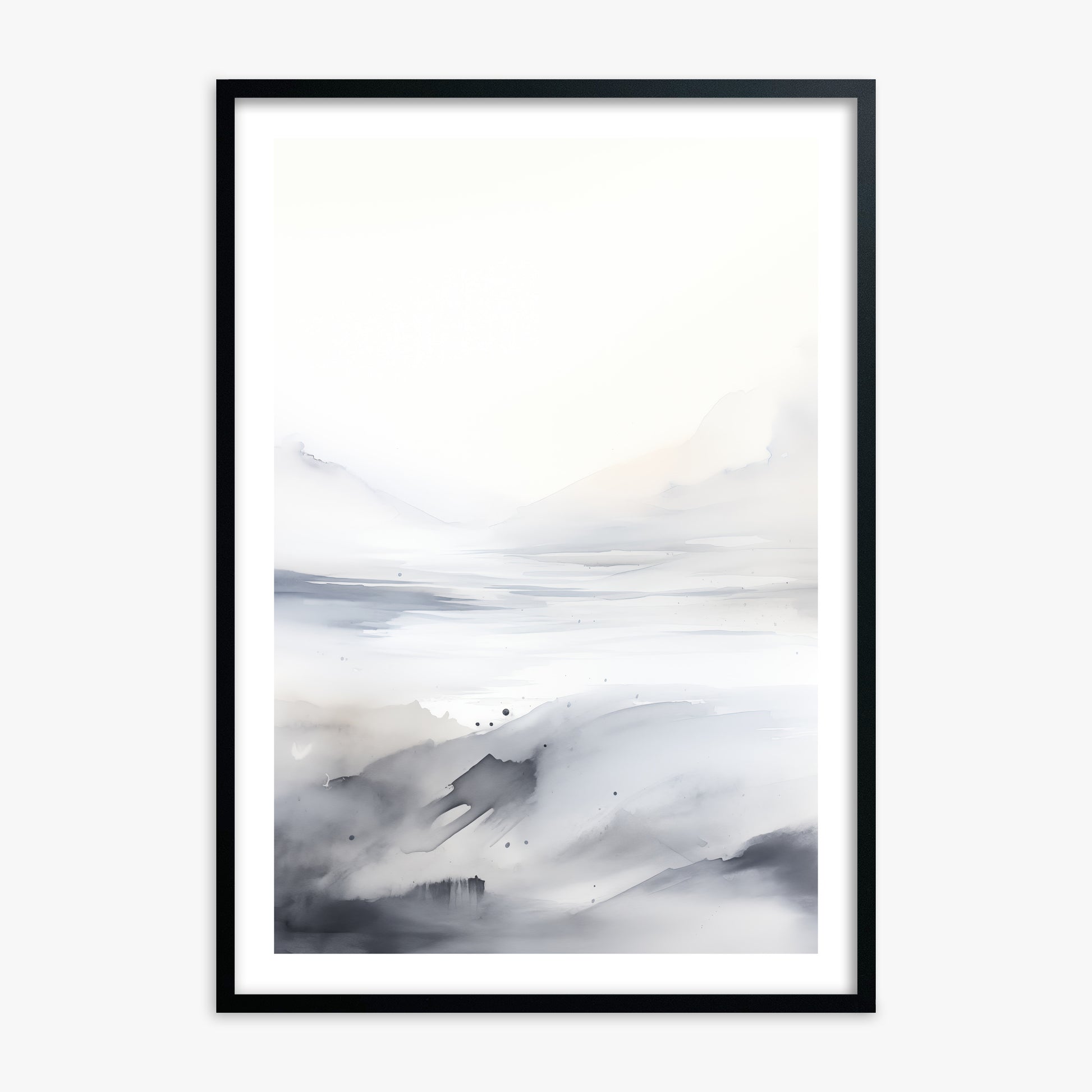 Misty Horizon Whisper, 70x100cm Framed Poster With Black Frame