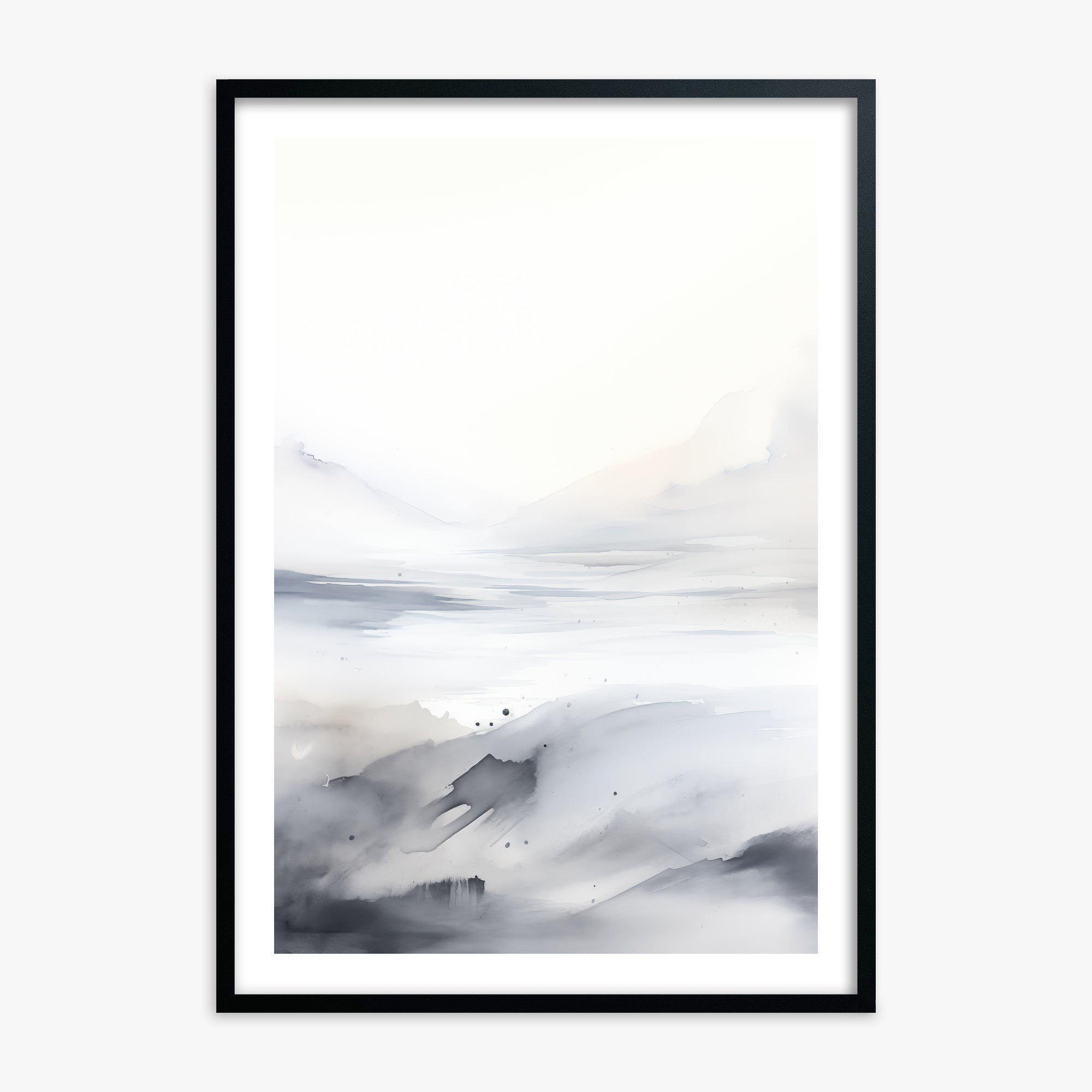 Misty Horizon Whisper, 70x100cm Framed Poster With Black Frame