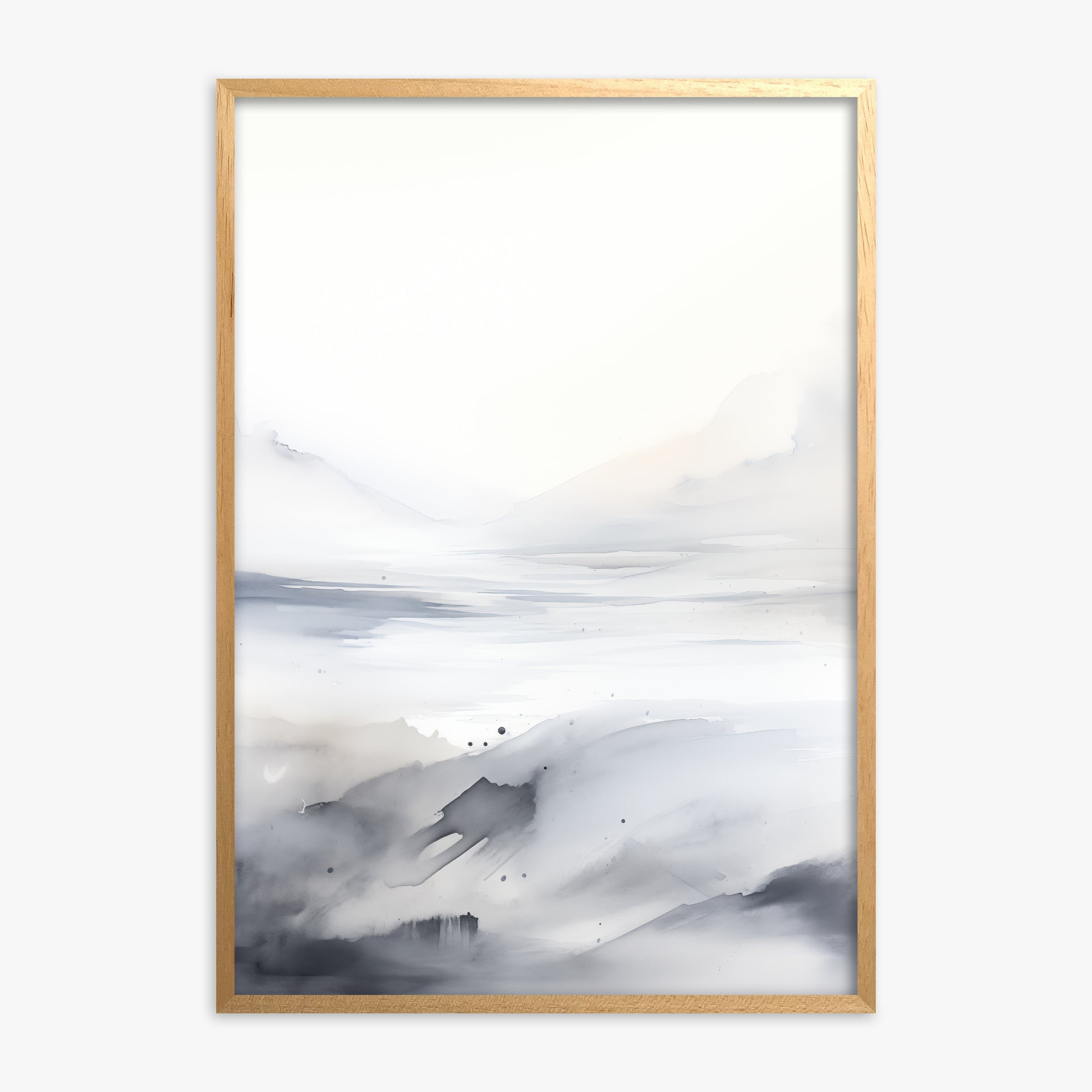 Misty Horizon Whisper, Oak Framed Poster With Oak Frame