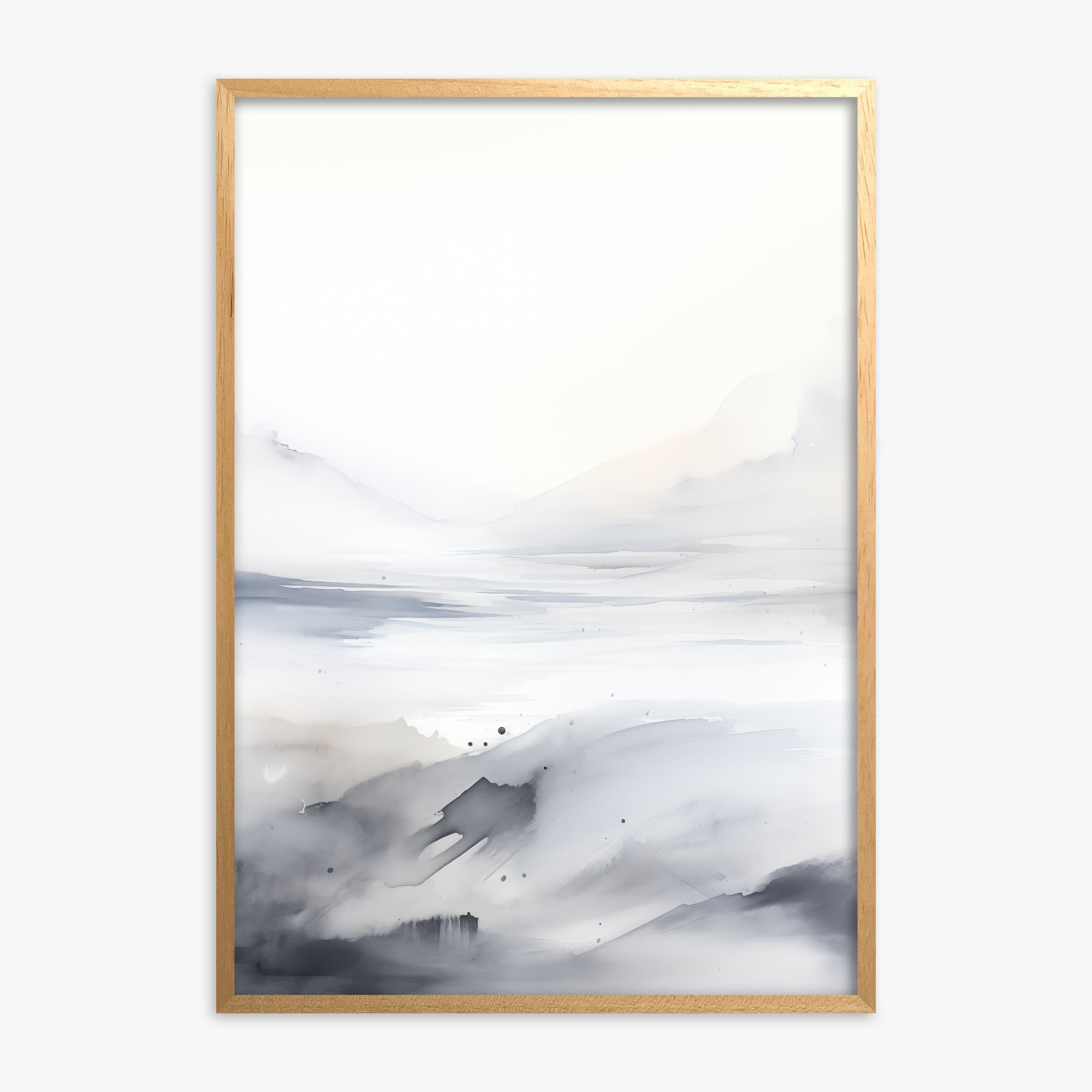 Misty Horizon Whisper, Oak Framed Poster With Oak Frame