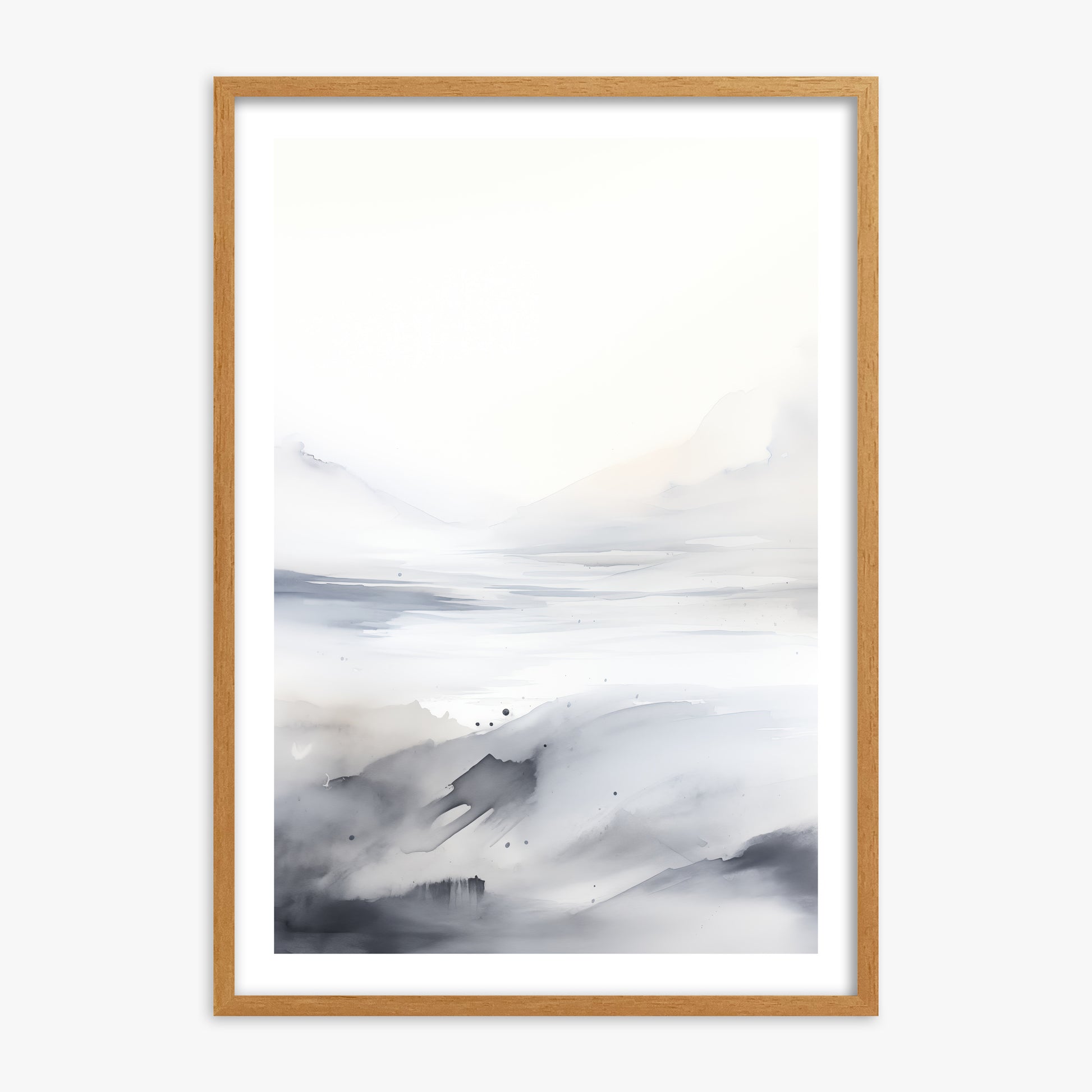 Misty Horizon Whisper, 70x100cm Framed Poster With Oak Frame