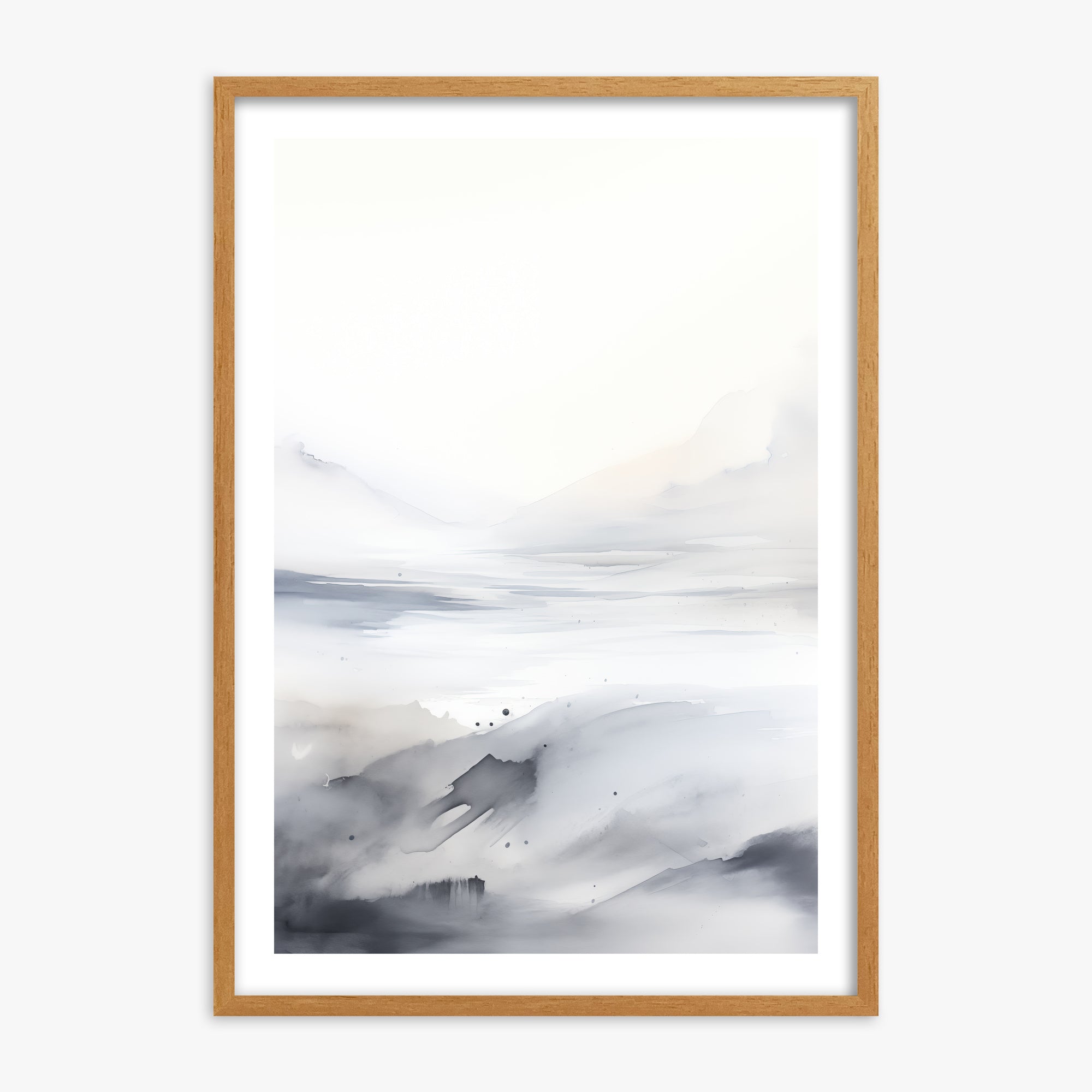 Misty Horizon Whisper, 70x100cm Framed Poster With Oak Frame