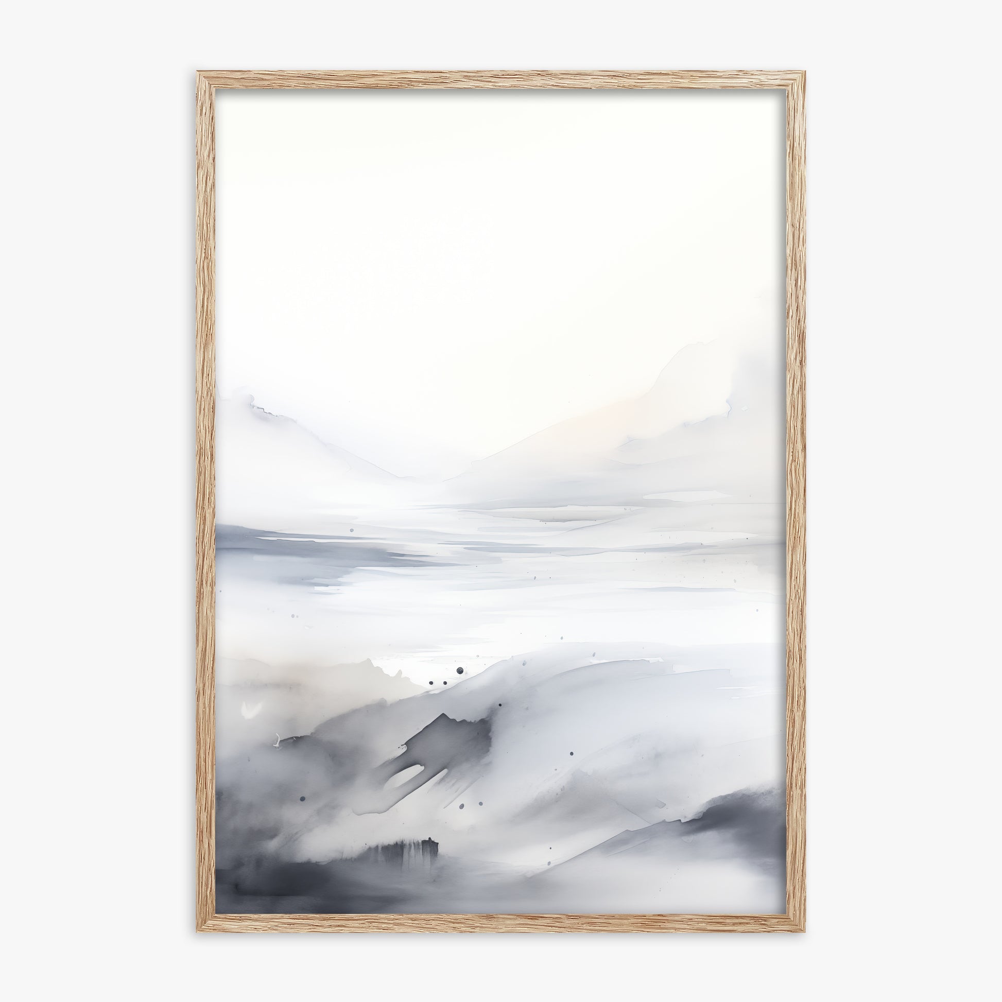 Misty Horizon Whisper, 70x100cm Framed Poster With Raw Oak Frame