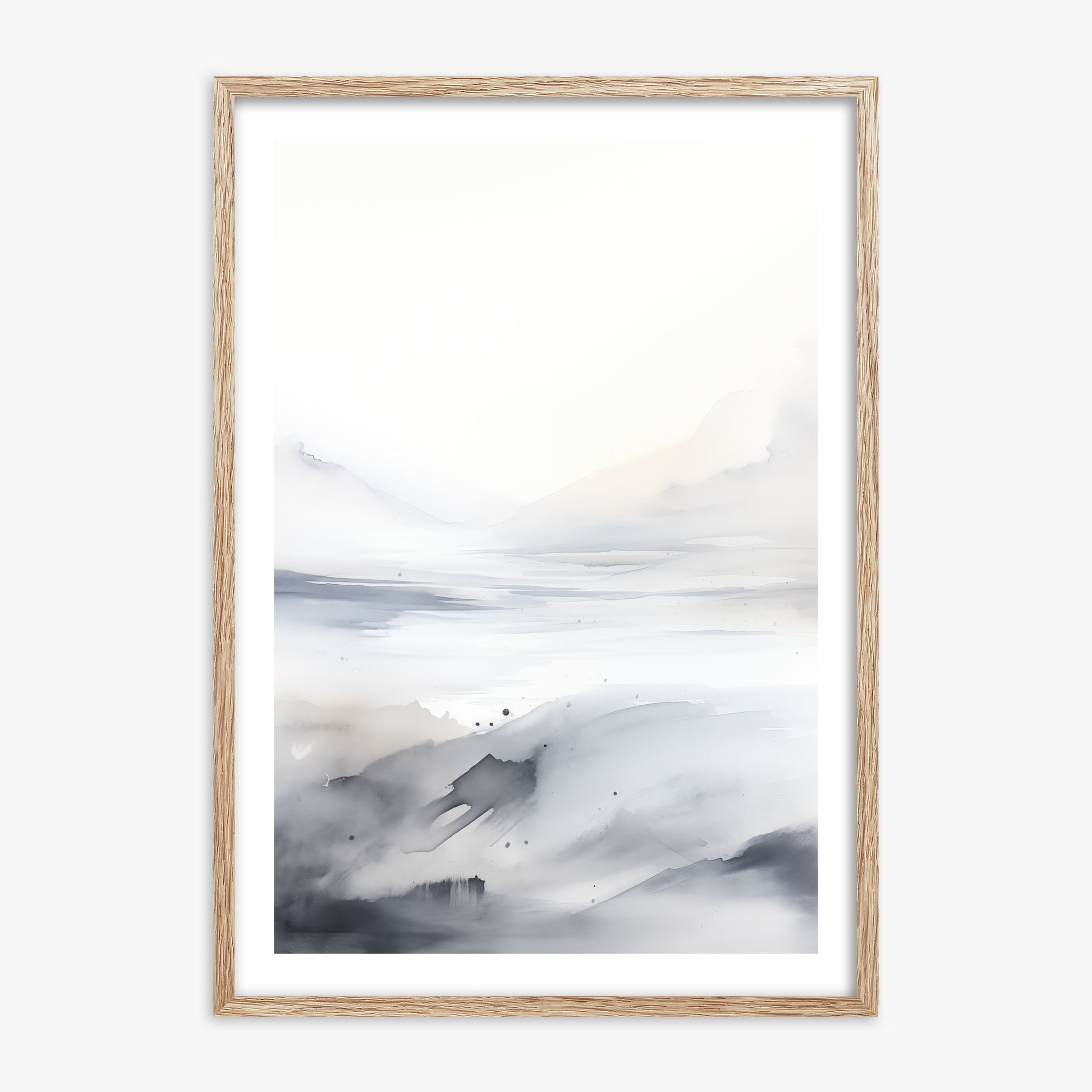 Misty Horizon Whisper, 70x100cm Framed Poster With Raw Oak Frame