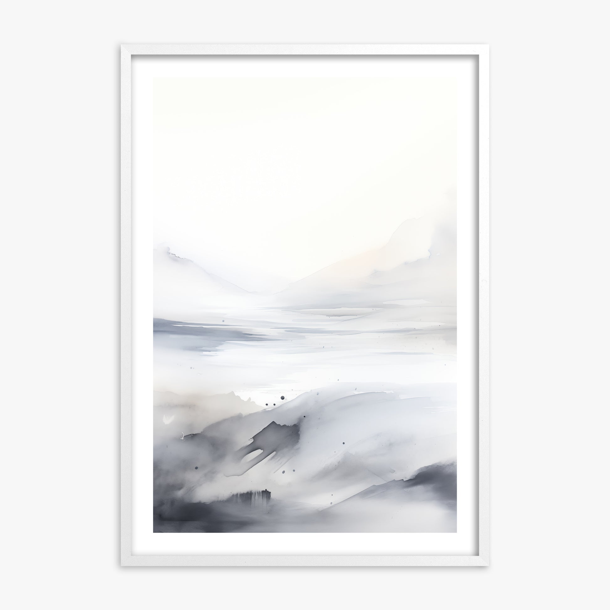Misty Horizon Whisper, 70x100cm Framed Poster With White Frame