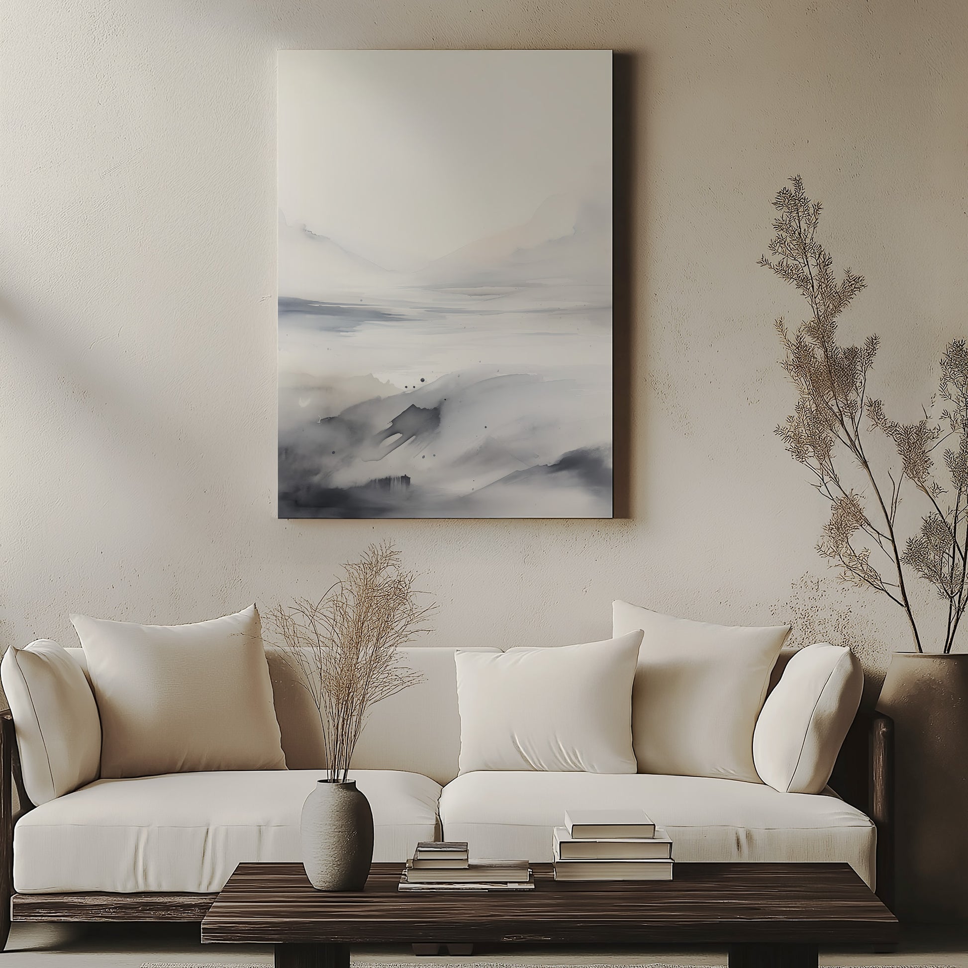 Design Concept No. 57 for Misty Horizon Whisper Modern Satin Canvas Poster Art