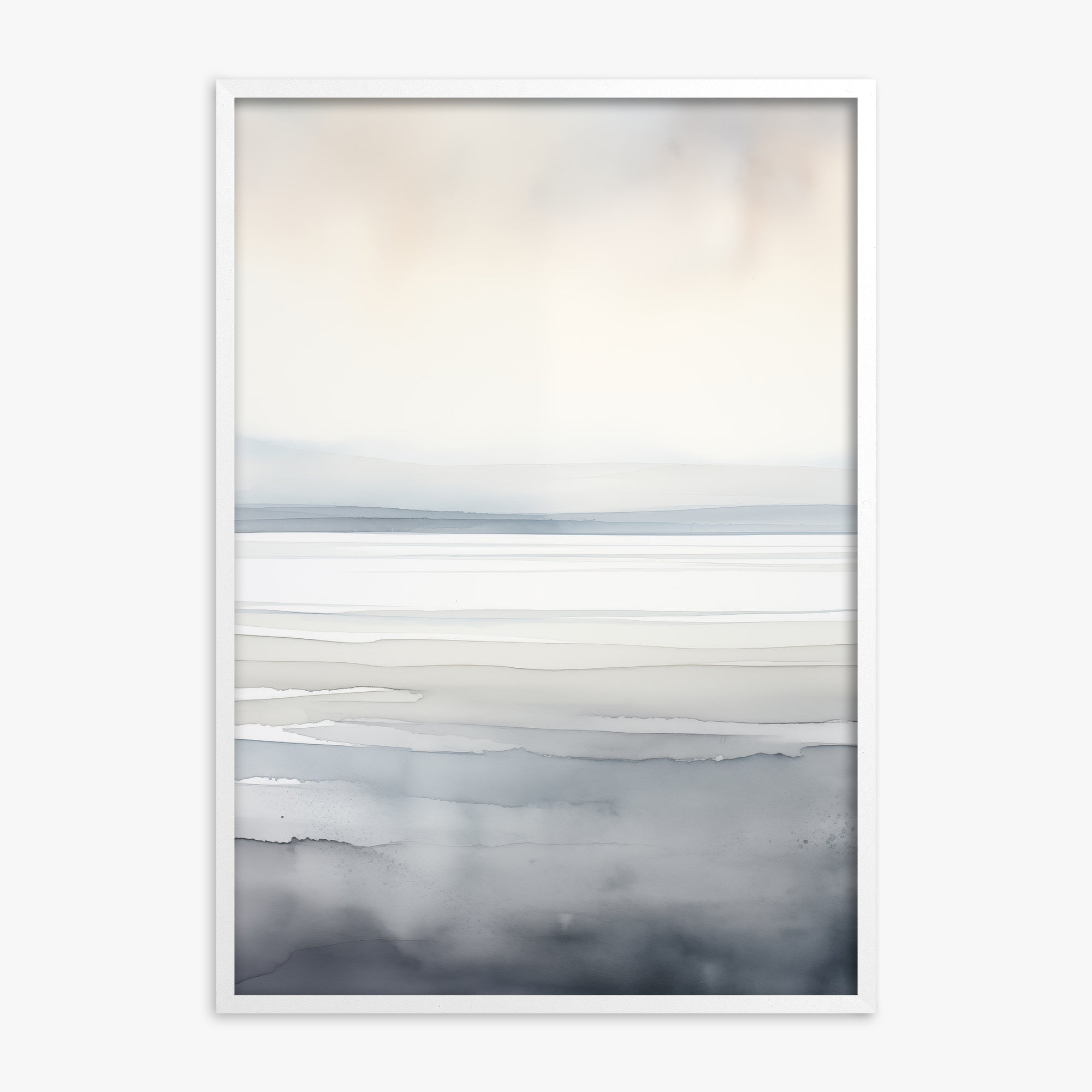 Whisper Beach, White Framed Poster With White Frame
