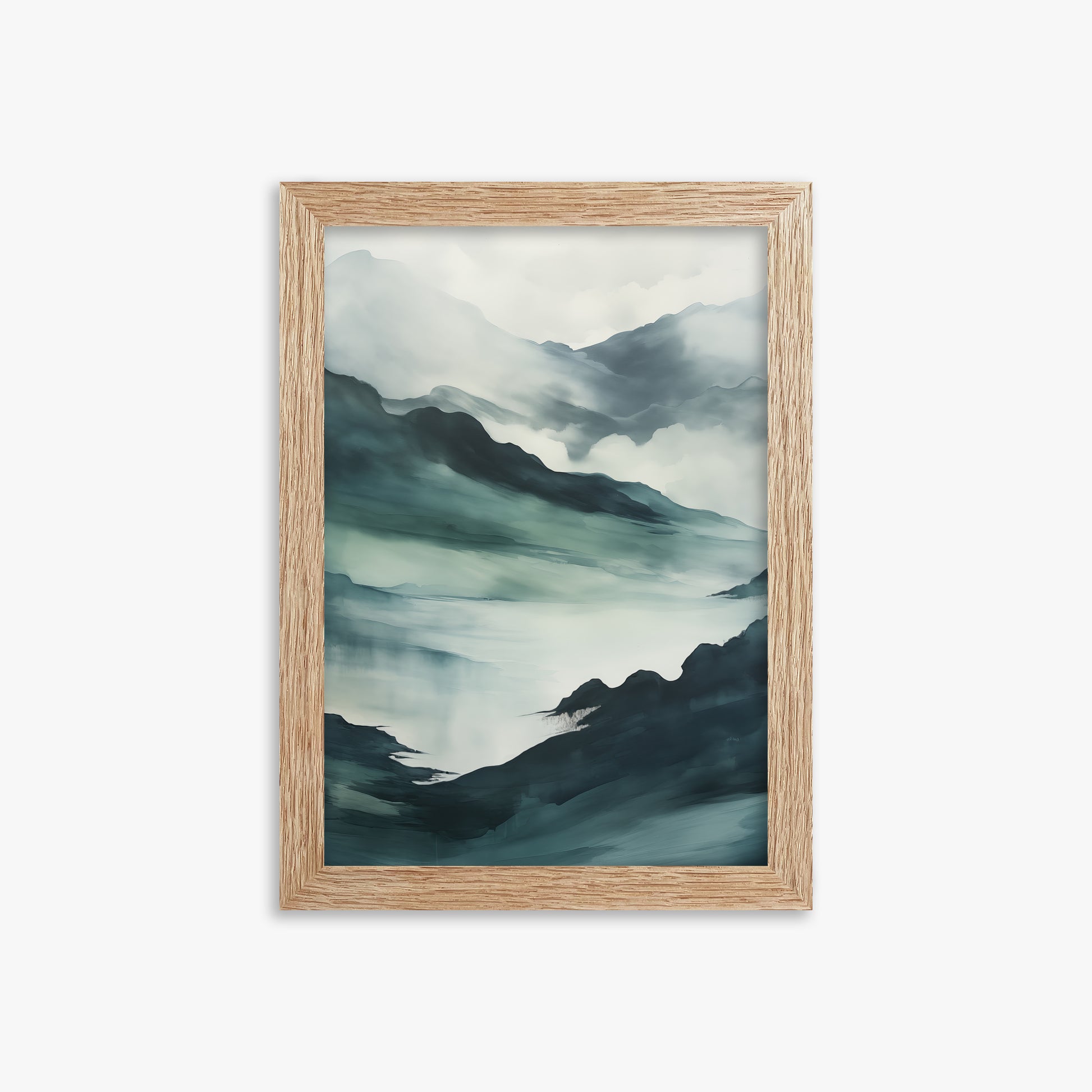 Misty Mountain Vale, 21x30cm Framed Poster With Raw Oak Frame