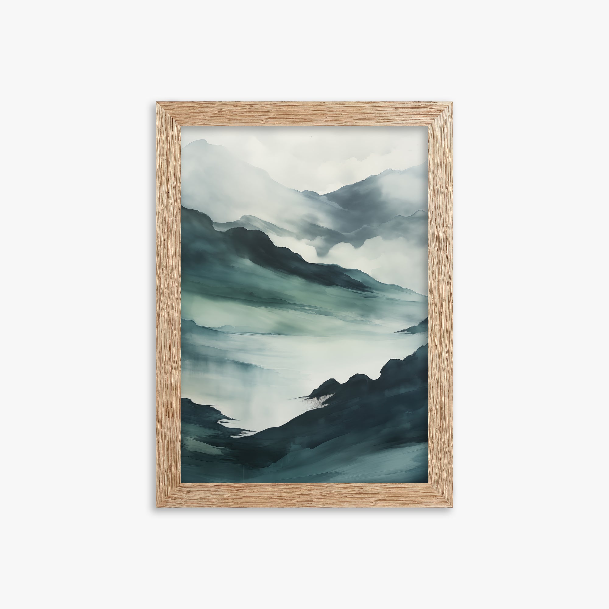 Misty Mountain Vale, 21x30cm Framed Poster With Raw Oak Frame