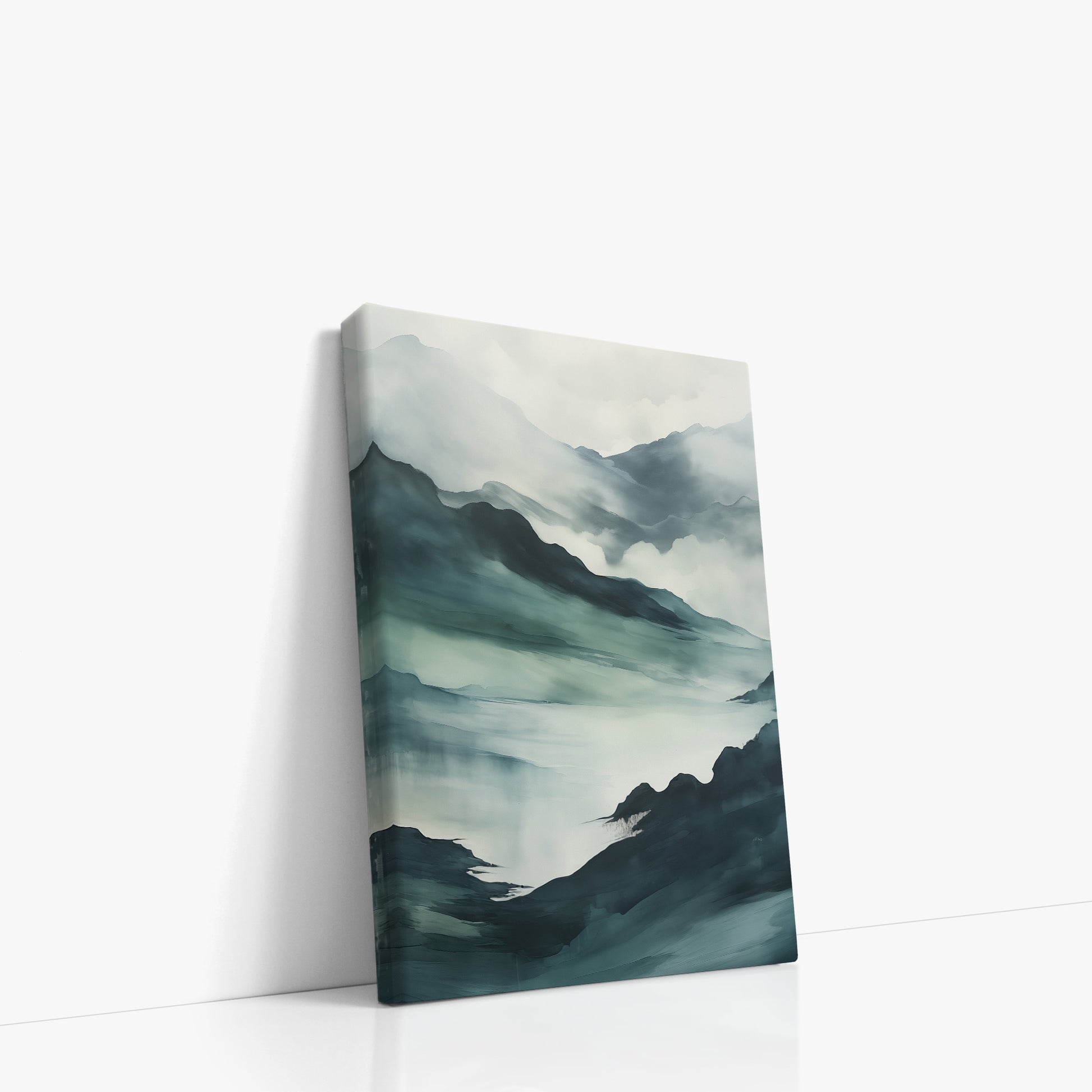 Misty Mountain Vale, 21x30cm Satin Canvas Poster Left Angle