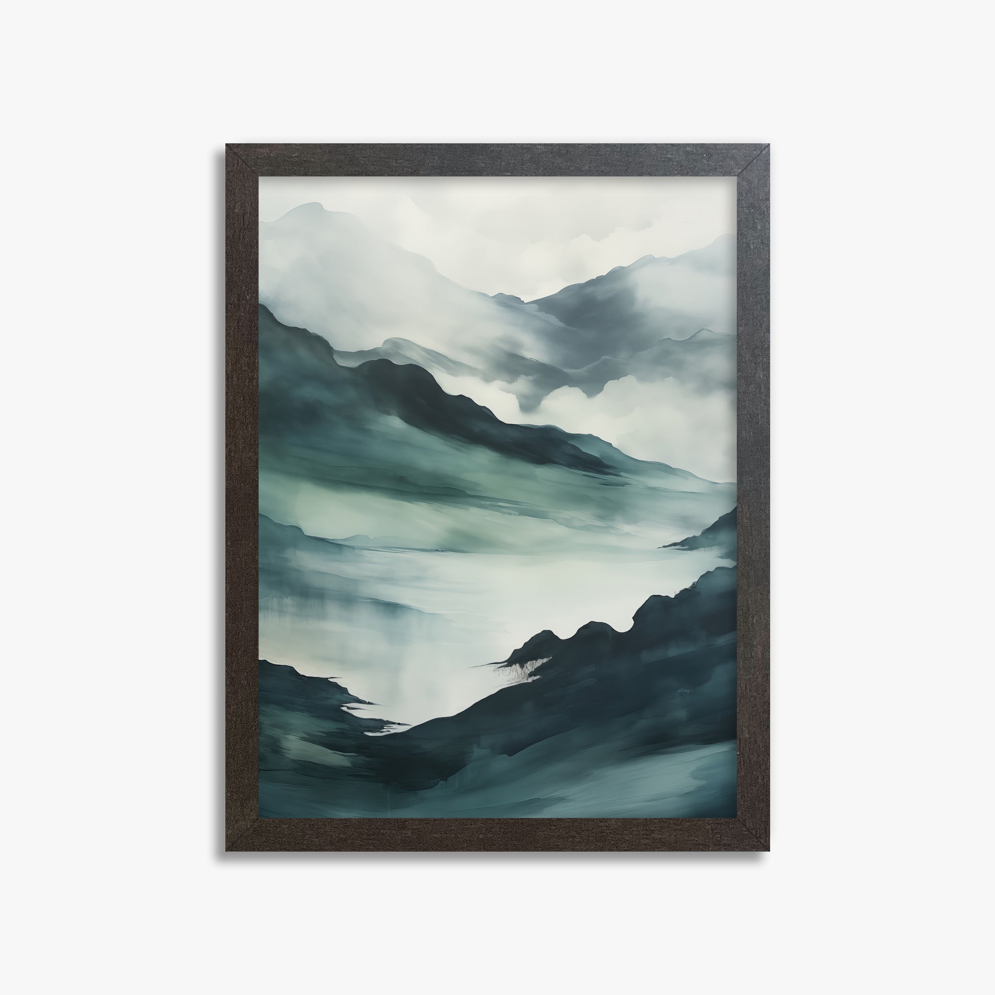 Misty Mountain Vale, 30x40cm Framed Poster With Espresso Frame