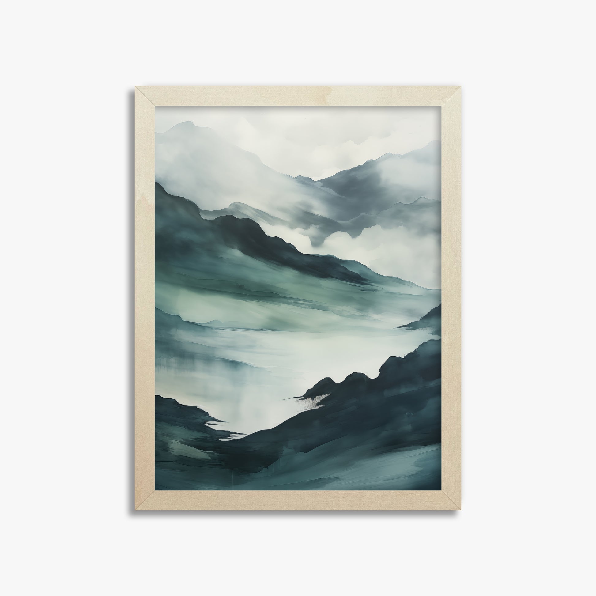 Misty Mountain Vale, 30x40cm Framed Poster With Lime Wood Frame
