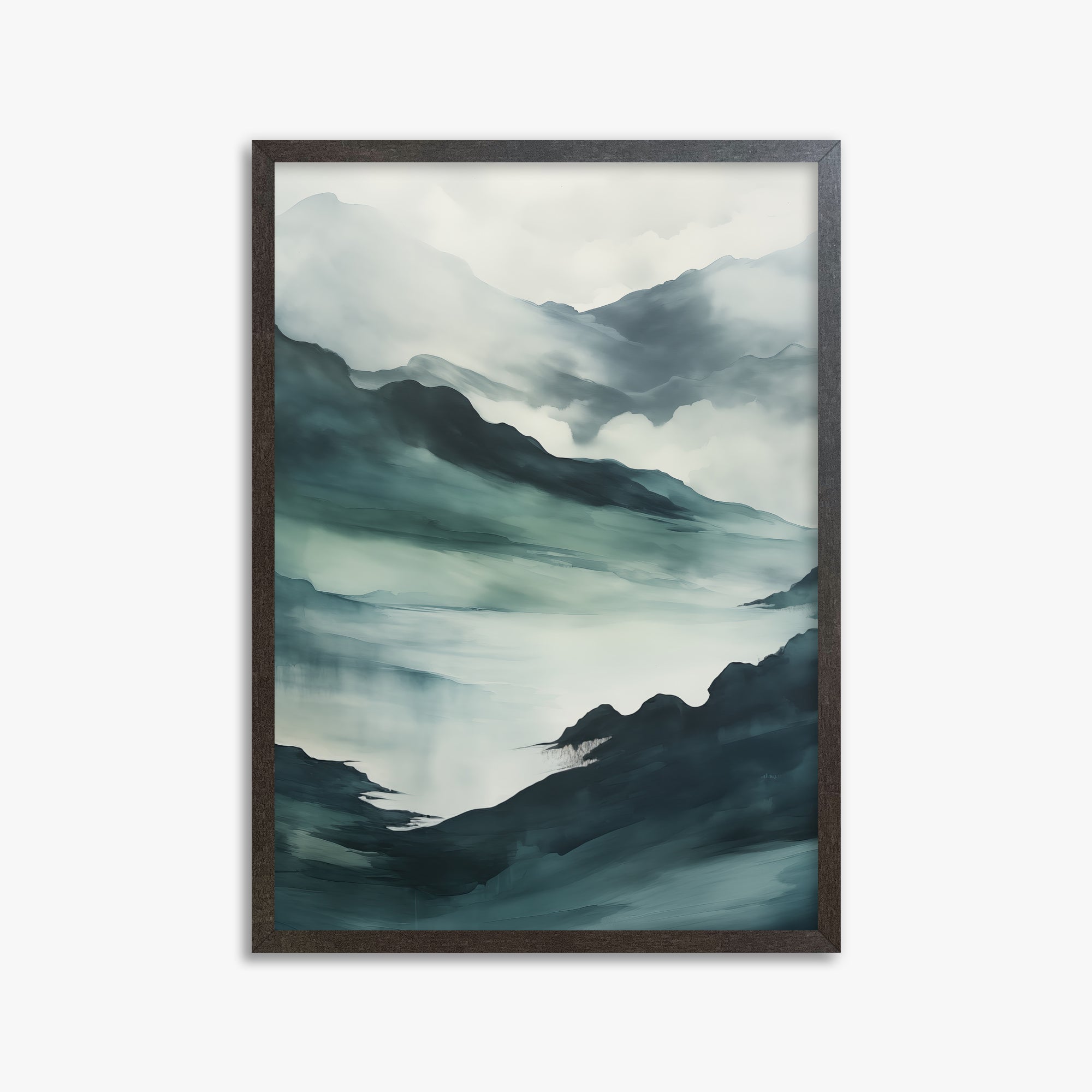 Misty Mountain Vale, 50x70cm Framed Poster With Espresso Frame