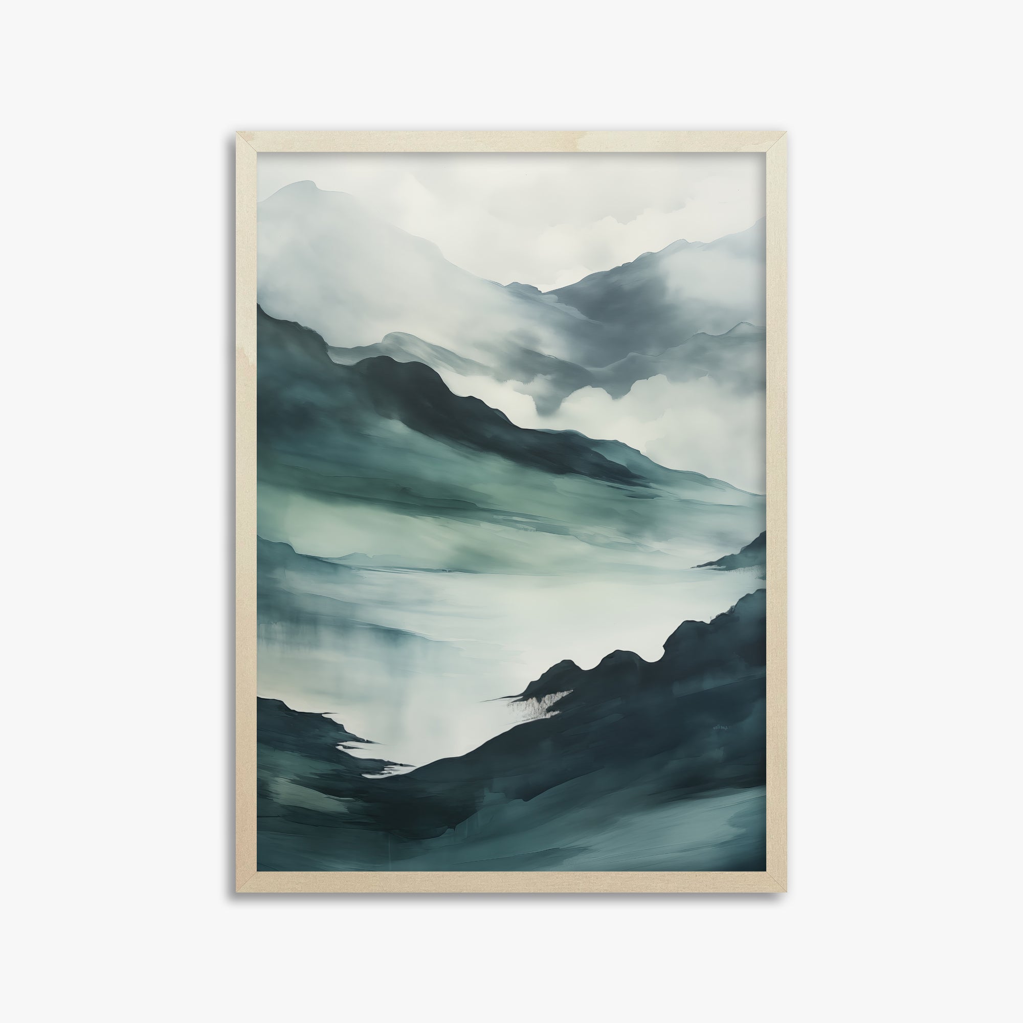 Misty Mountain Vale, 50x70cm Framed Poster With Lime Wood Frame