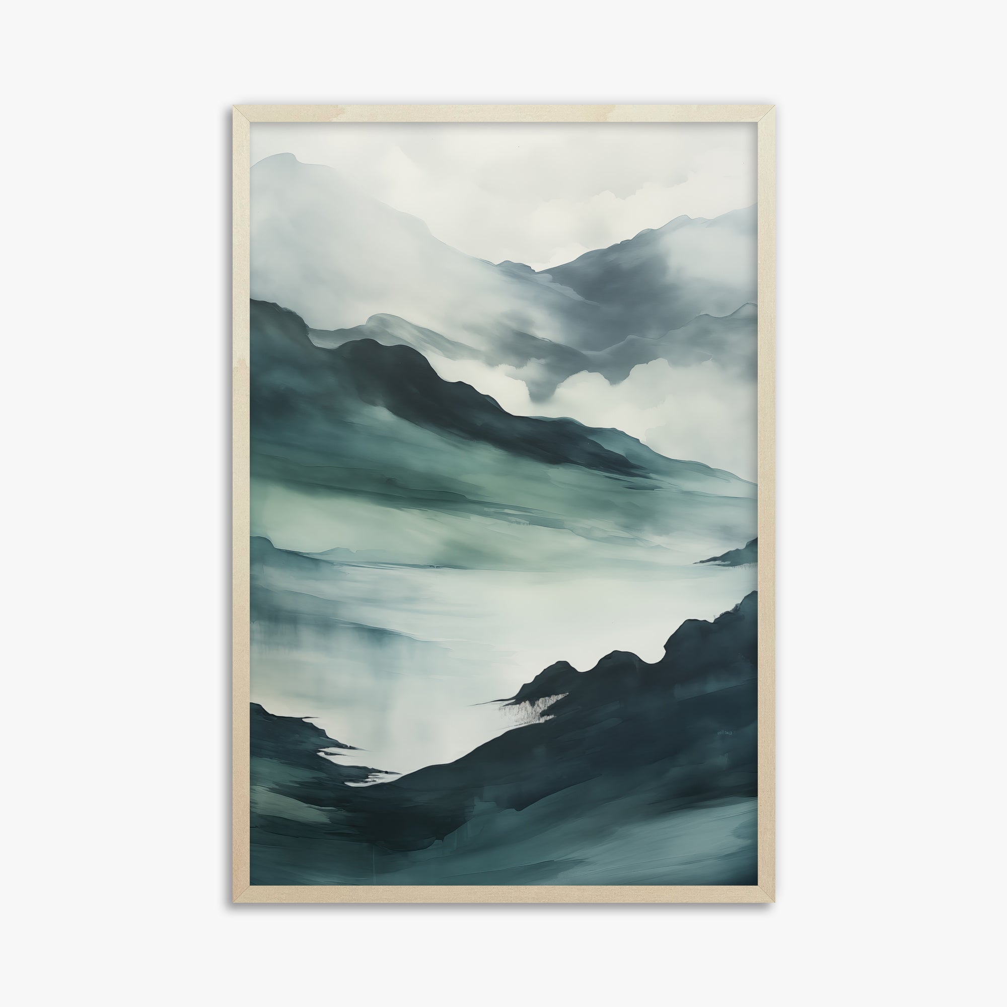 Misty Mountain Vale, 61x91cm Framed Poster With Lime Wood Frame