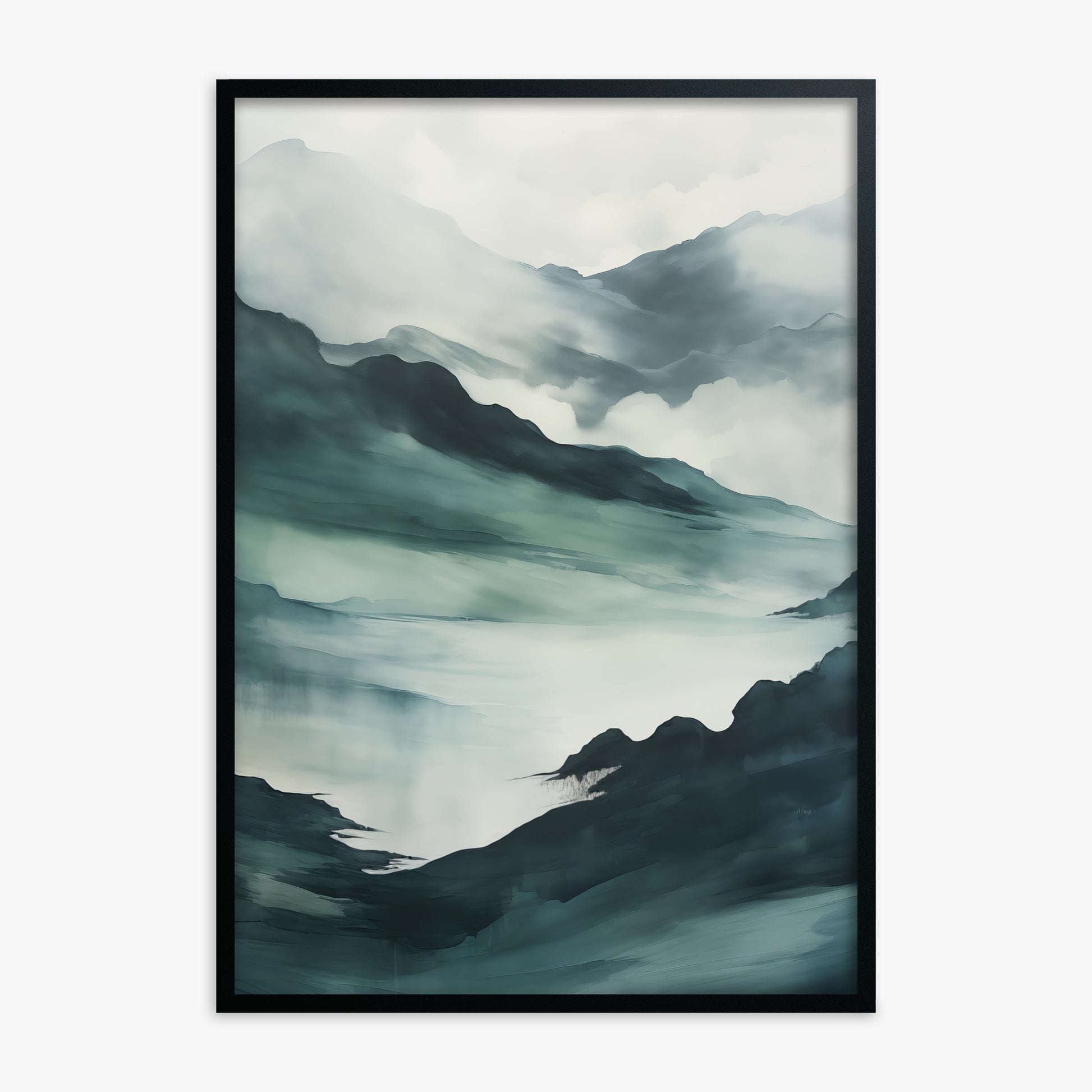 Misty Mountain Vale, Black Framed Poster With Black Frame