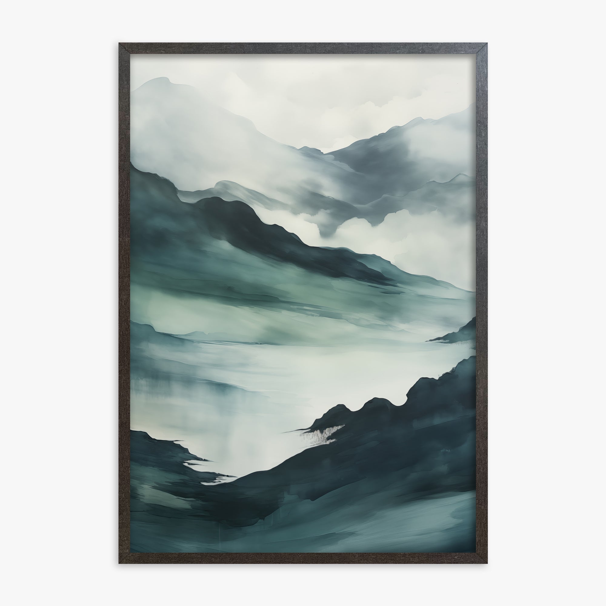 Misty Mountain Vale, 70x100cm Framed Poster With Espresso Frame