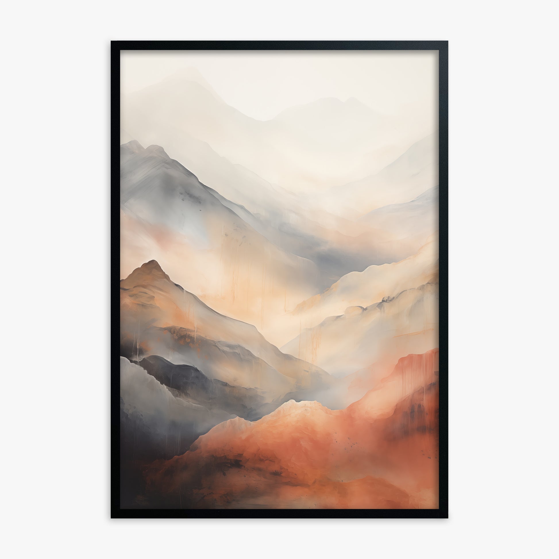 Misty Mountain Blush, Black Framed Poster With Black Frame
