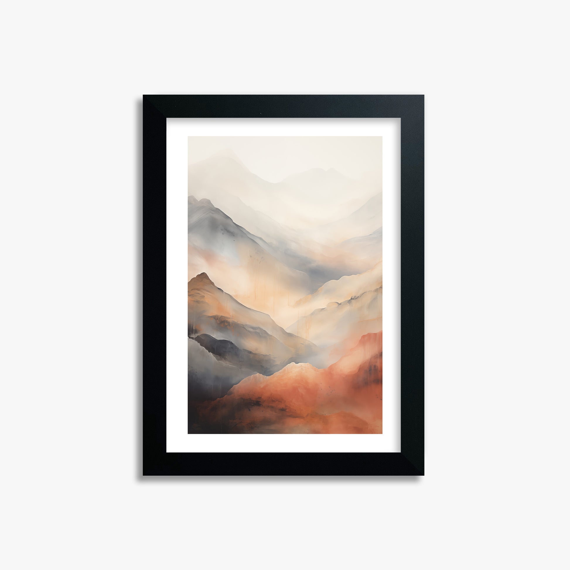 Misty Mountain Blush, 21x30cm Black Framed Art Reproduction