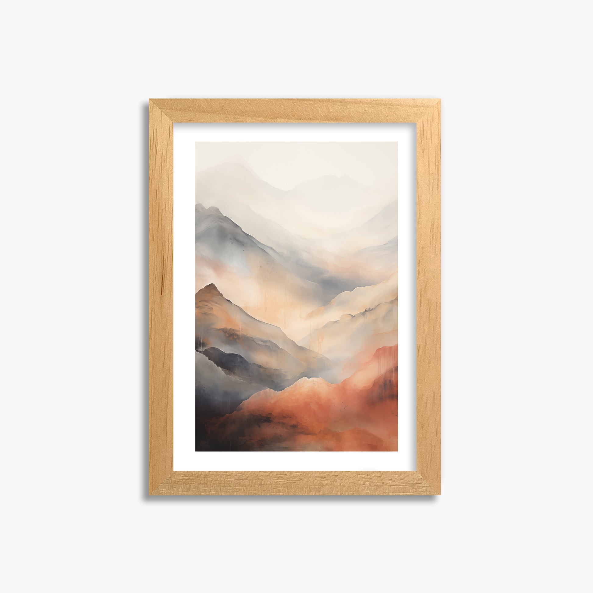 Misty Mountain Blush, 21x30cm Oak Framed Art Reproduction