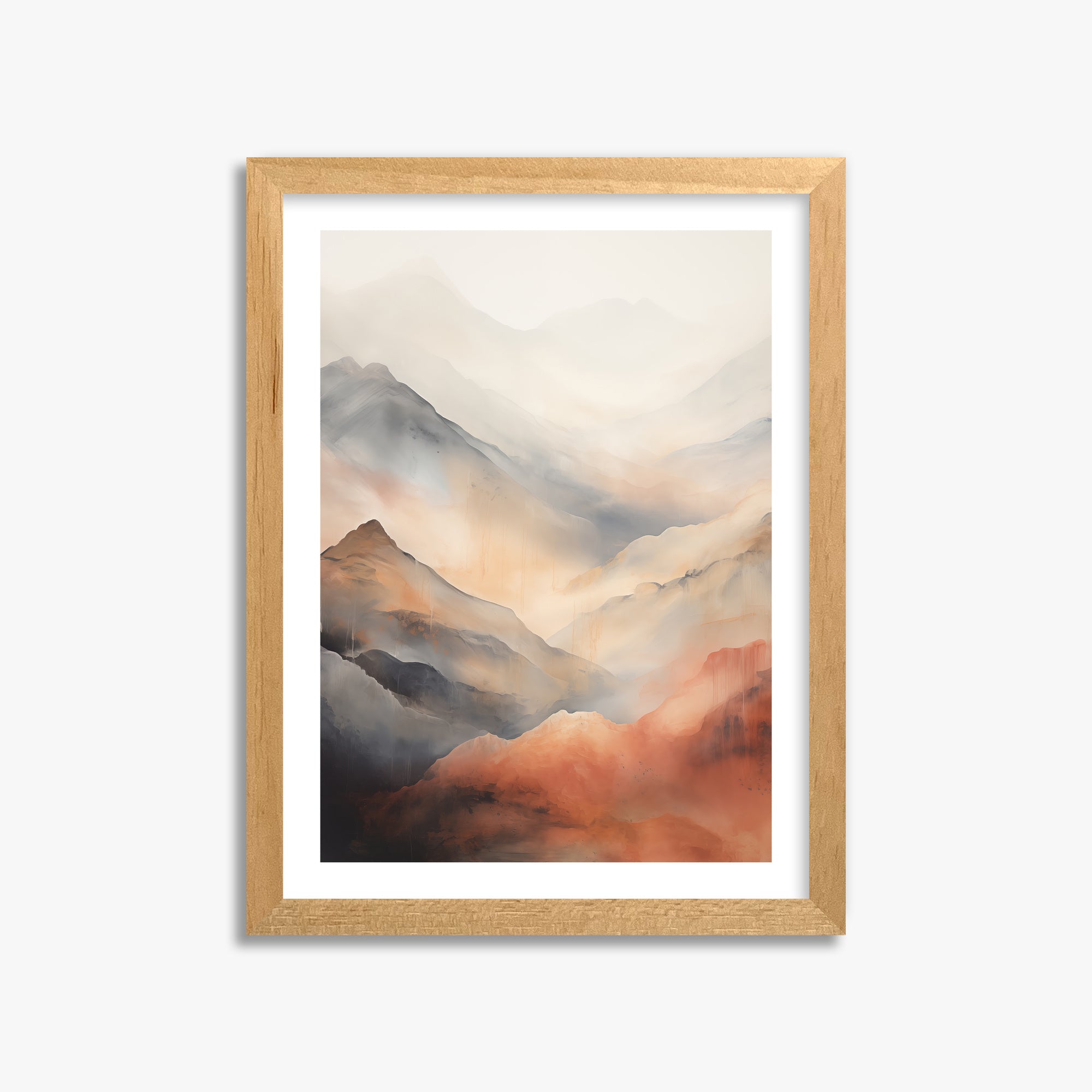Misty Mountain Blush, 30x40cm Oak Framed Art Reproduction