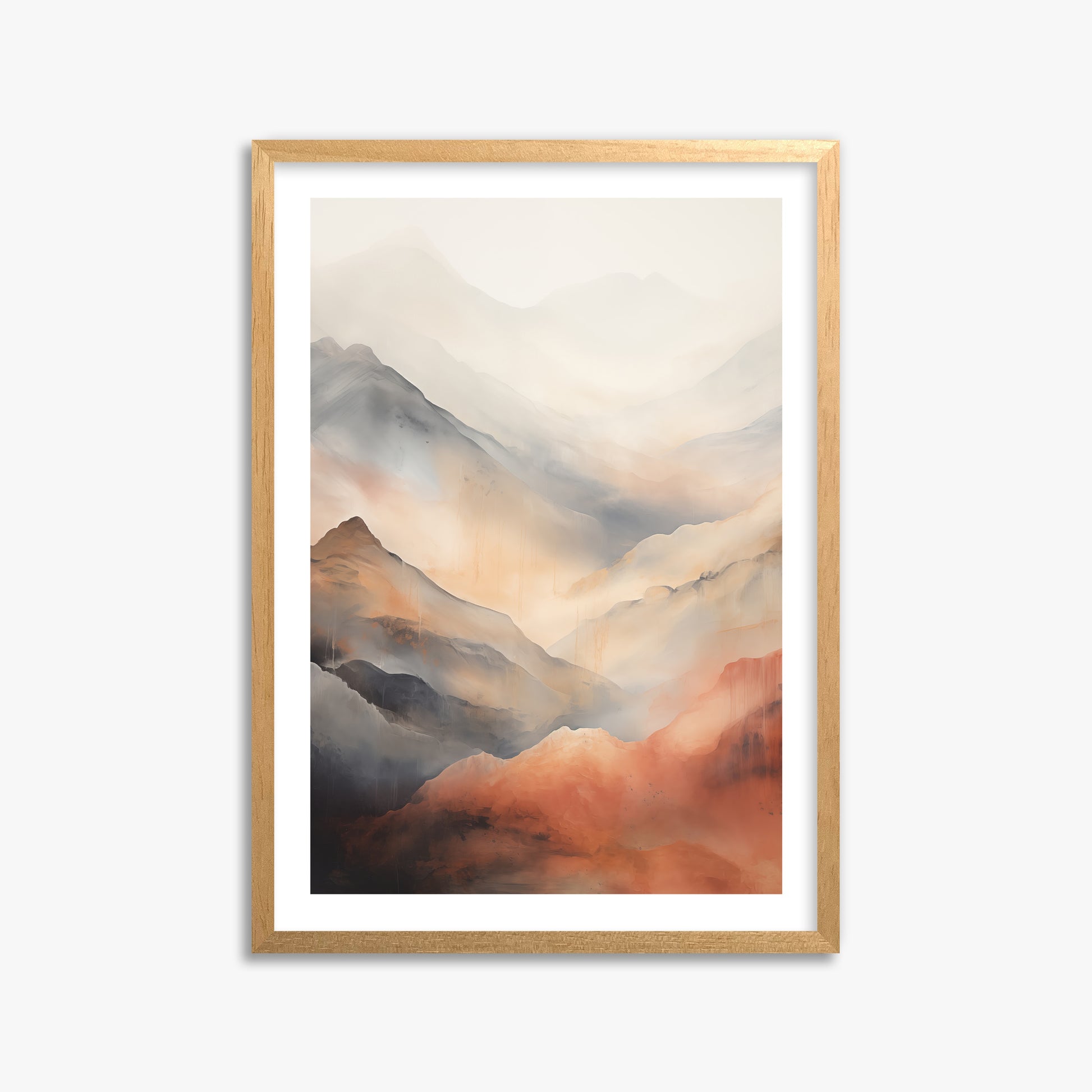 Misty Mountain Blush, 50x70cm Oak Framed Art Reproduction