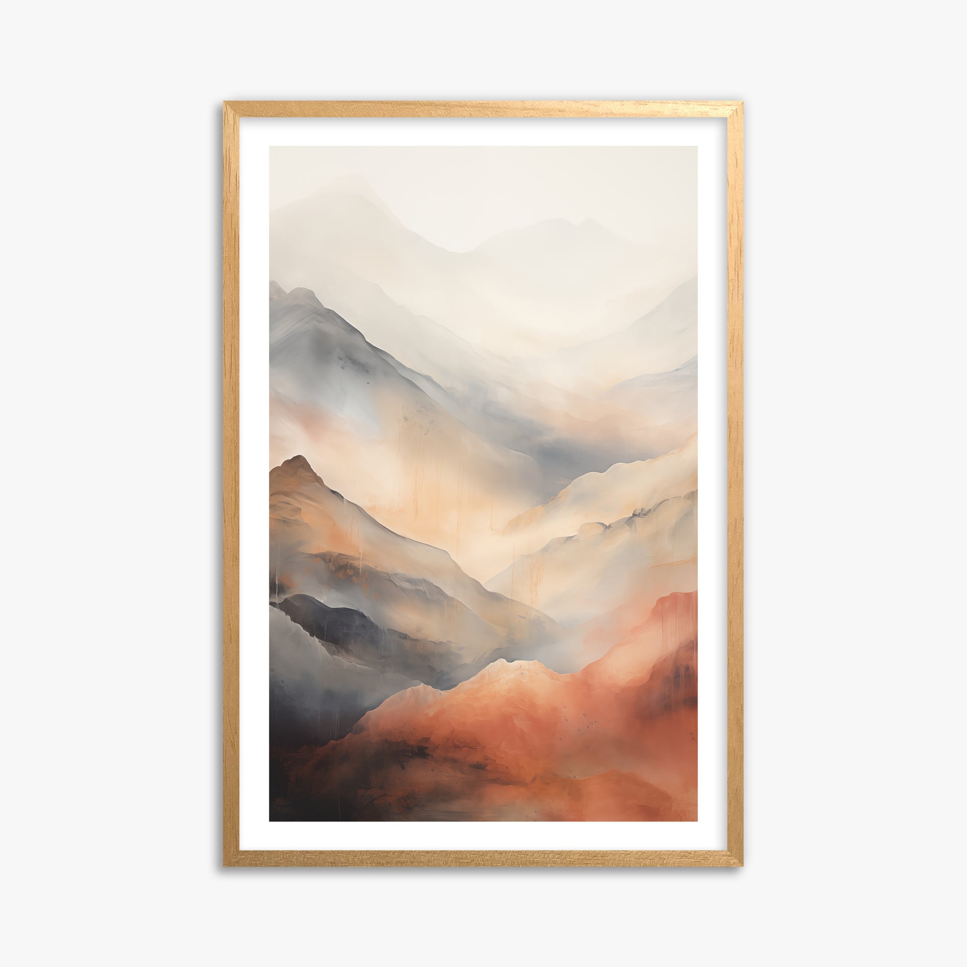 Misty Mountain Blush, 61x91cm Oak Framed Art Reproduction
