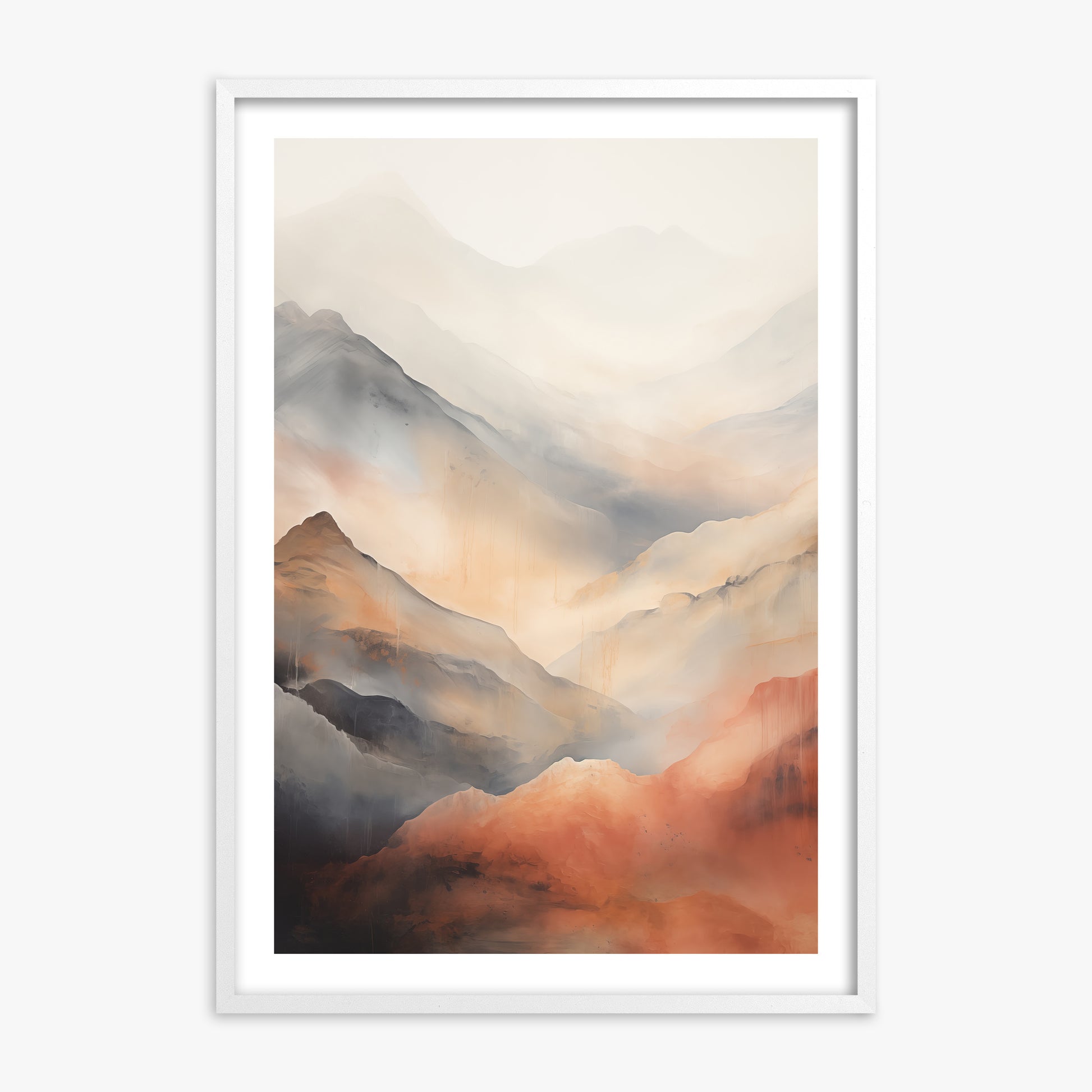 Misty Mountain Blush, 70x100cm Whitek Framed Art Reproduction