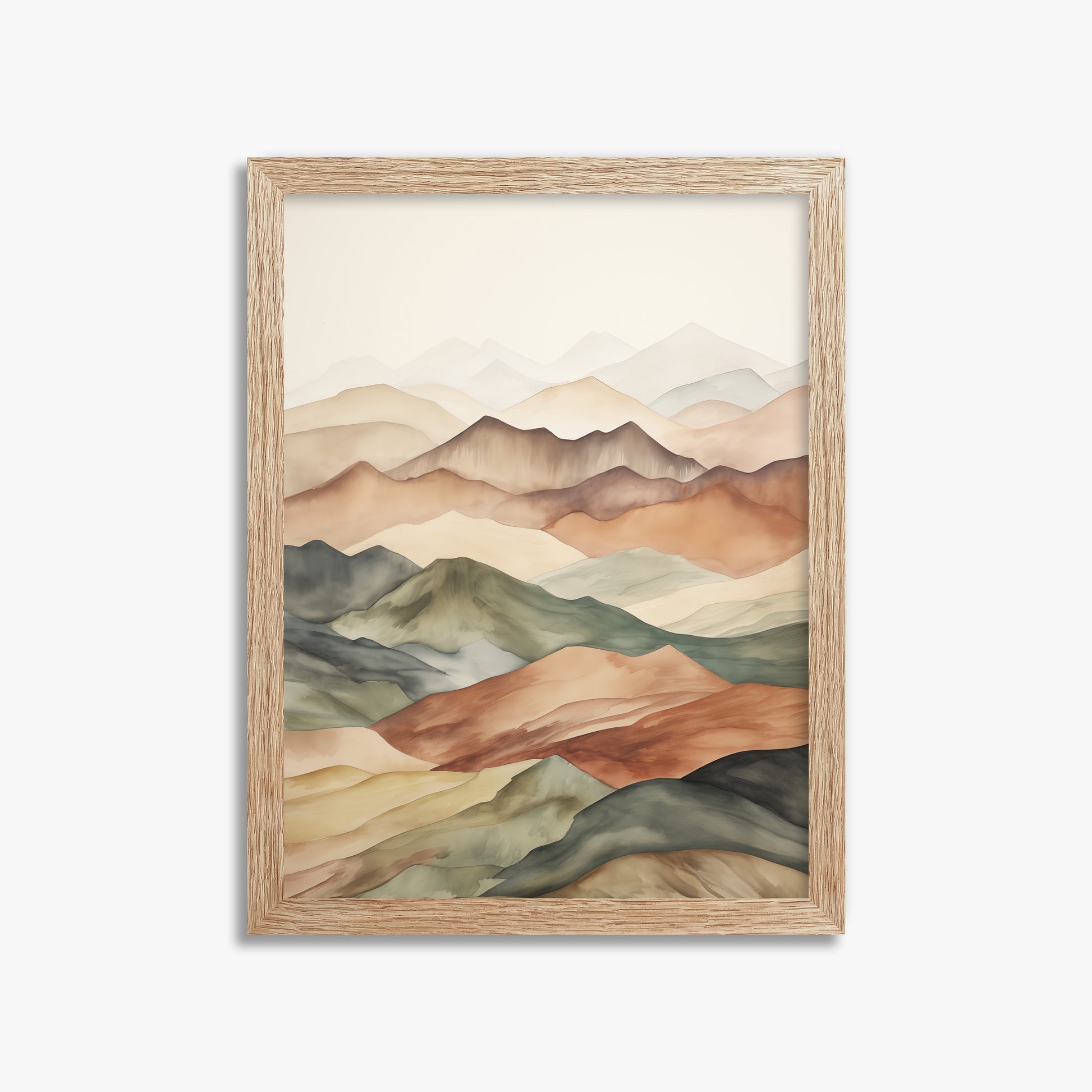 Serene Horizons, 30x40cm Framed Art Reproduction With Raw Oak Frame