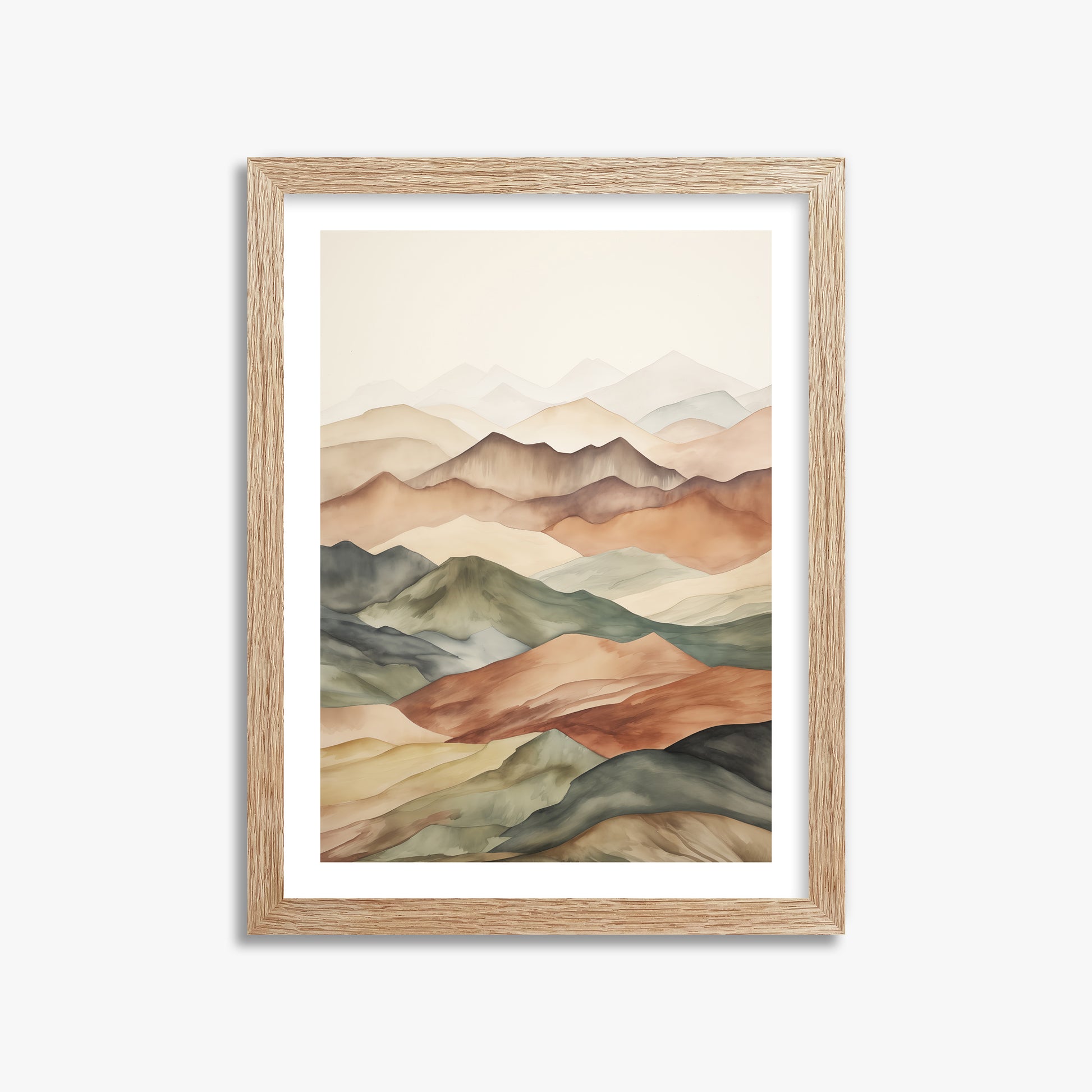 Serene Horizons, 30x40cm Framed Art Reproduction With Raw Oak Frame