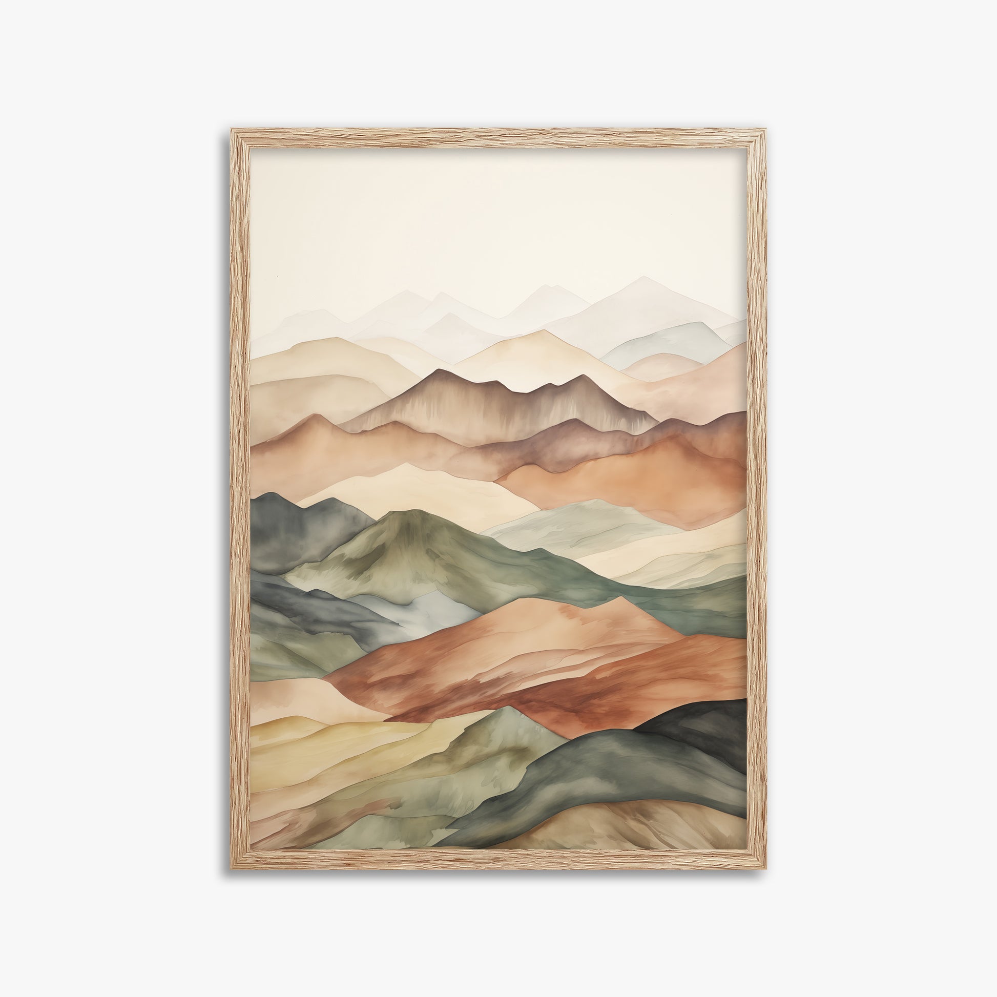 Serene Horizons, 50x70cm Framed Art Reproduction With Raw Oak Frame