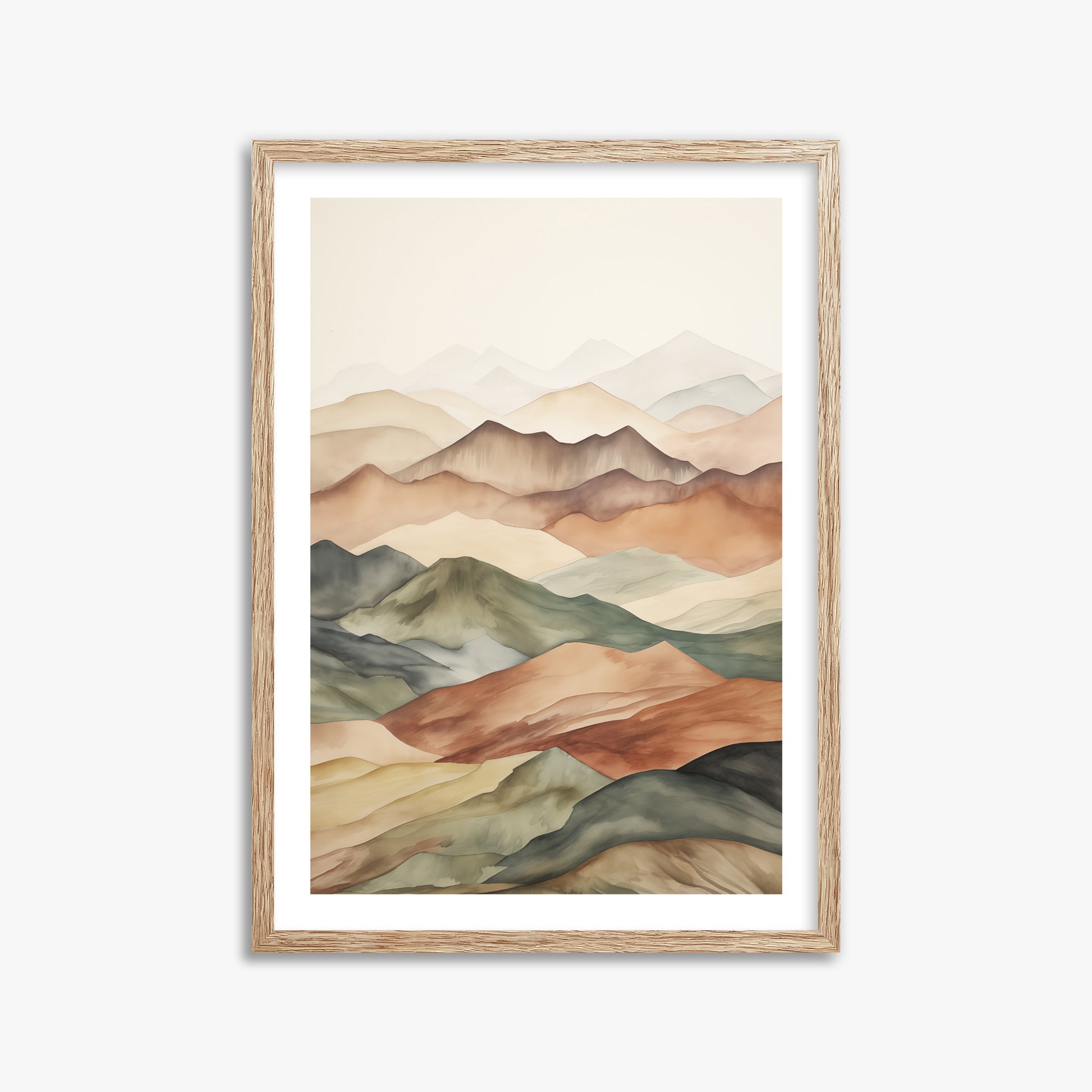 Serene Horizons, 50x70cm Framed Art Reproduction With Raw Oak Frame