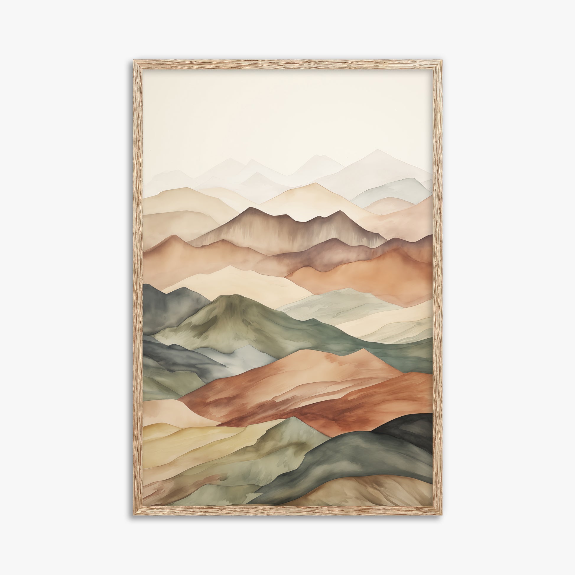 Serene Horizons, 61x91cm Framed Art Reproduction With Raw Oak Frame