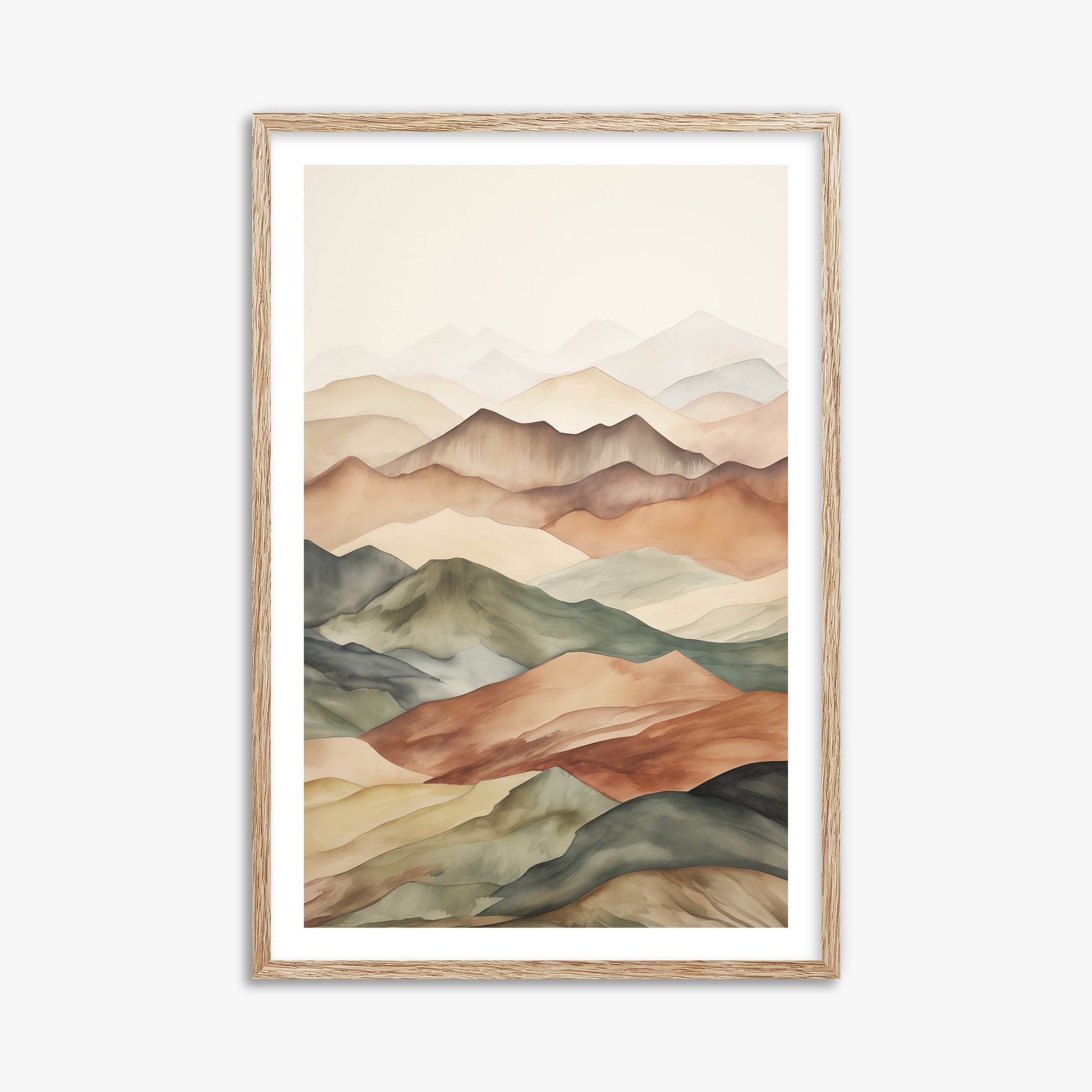 Serene Horizons, 61x91cm Framed Art Reproduction With Raw Oak Frame