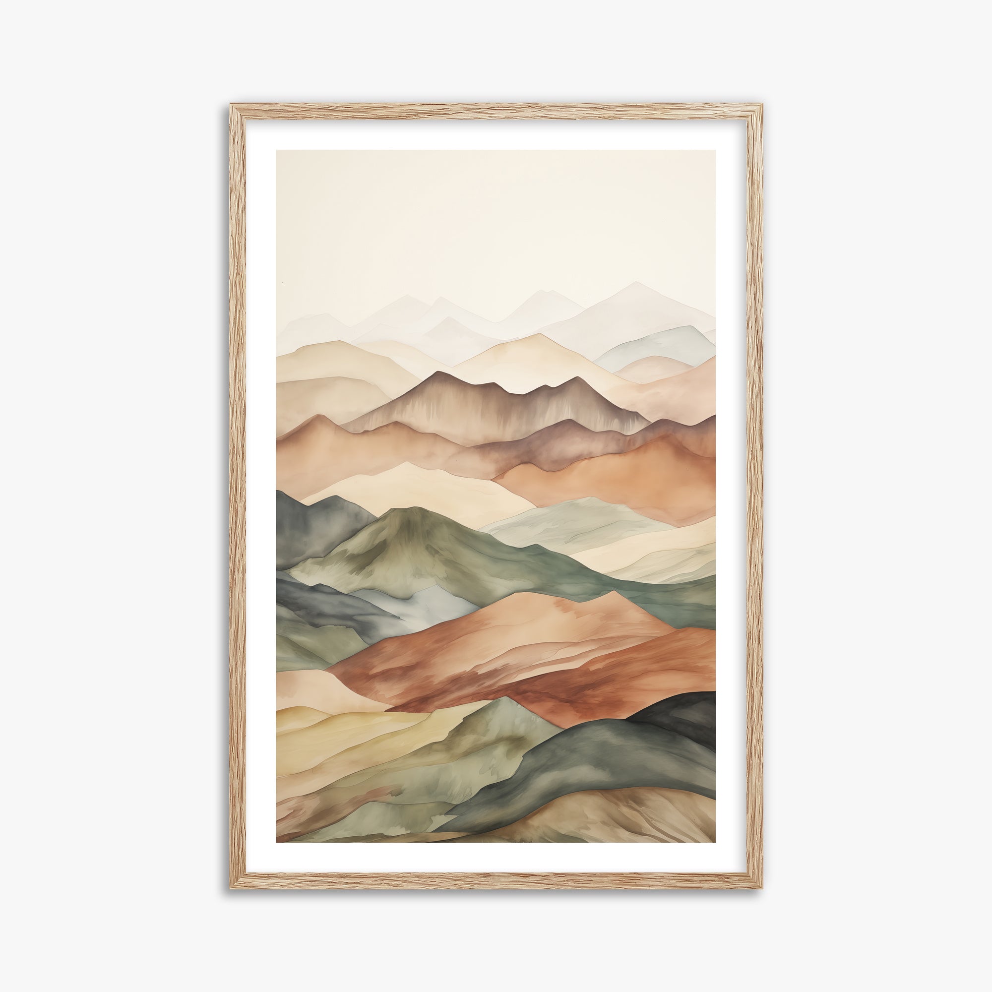 Serene Horizons, 61x91cm Framed Art Reproduction With Raw Oak Frame