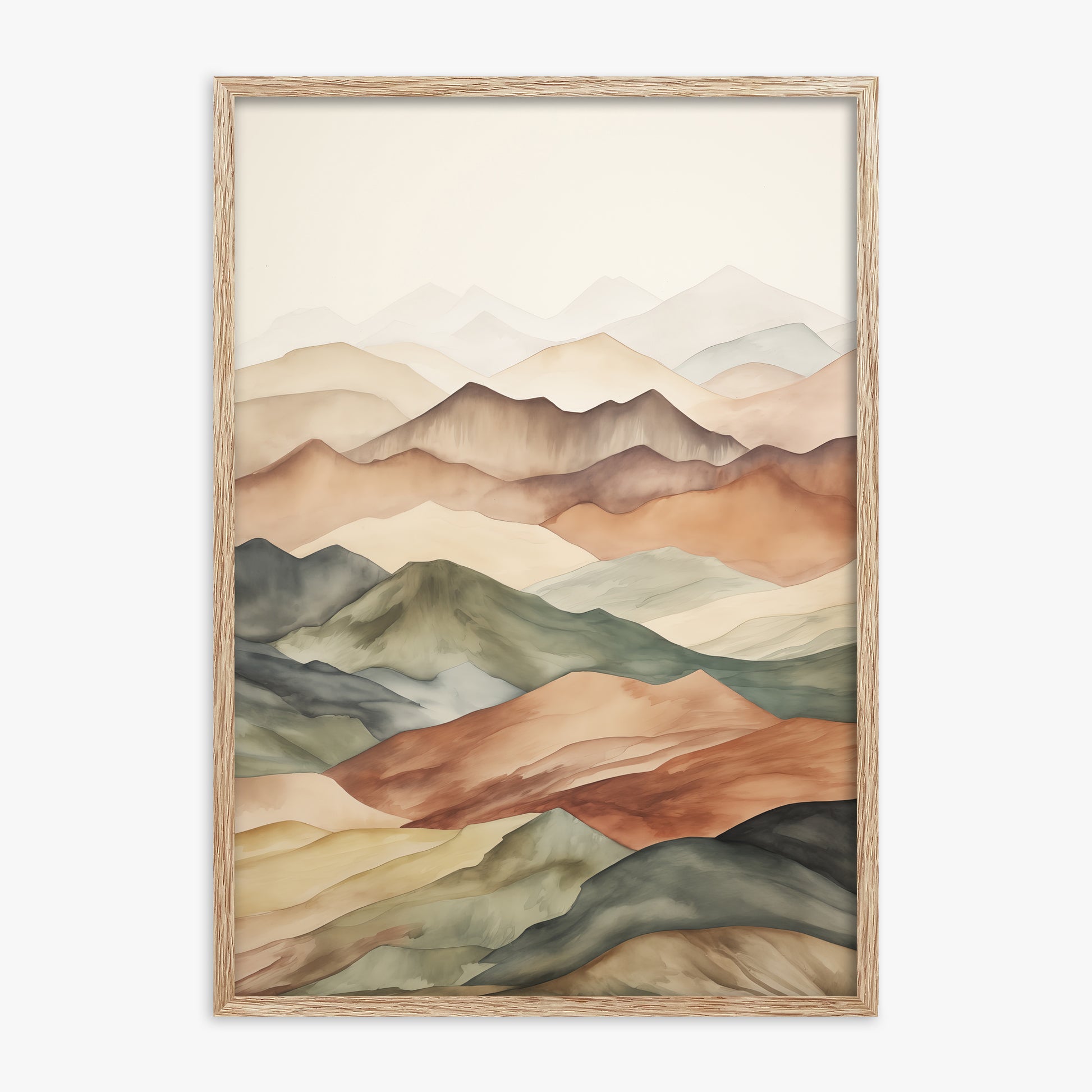 Serene Horizons, 70x100cm Framed Art Reproduction With Raw Oak Frame