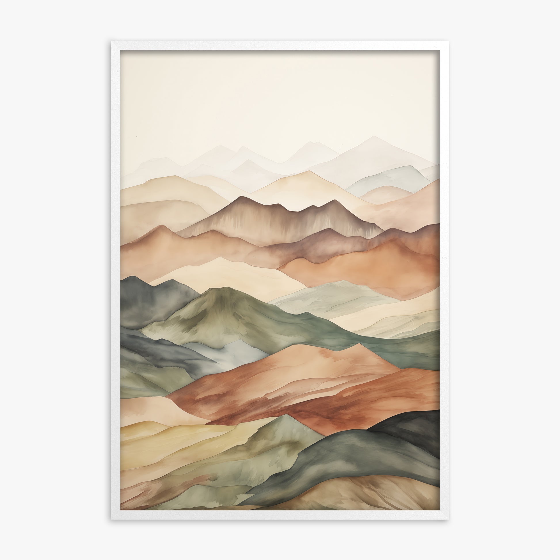 Serene Horizons, White Framed Poster With White Frame