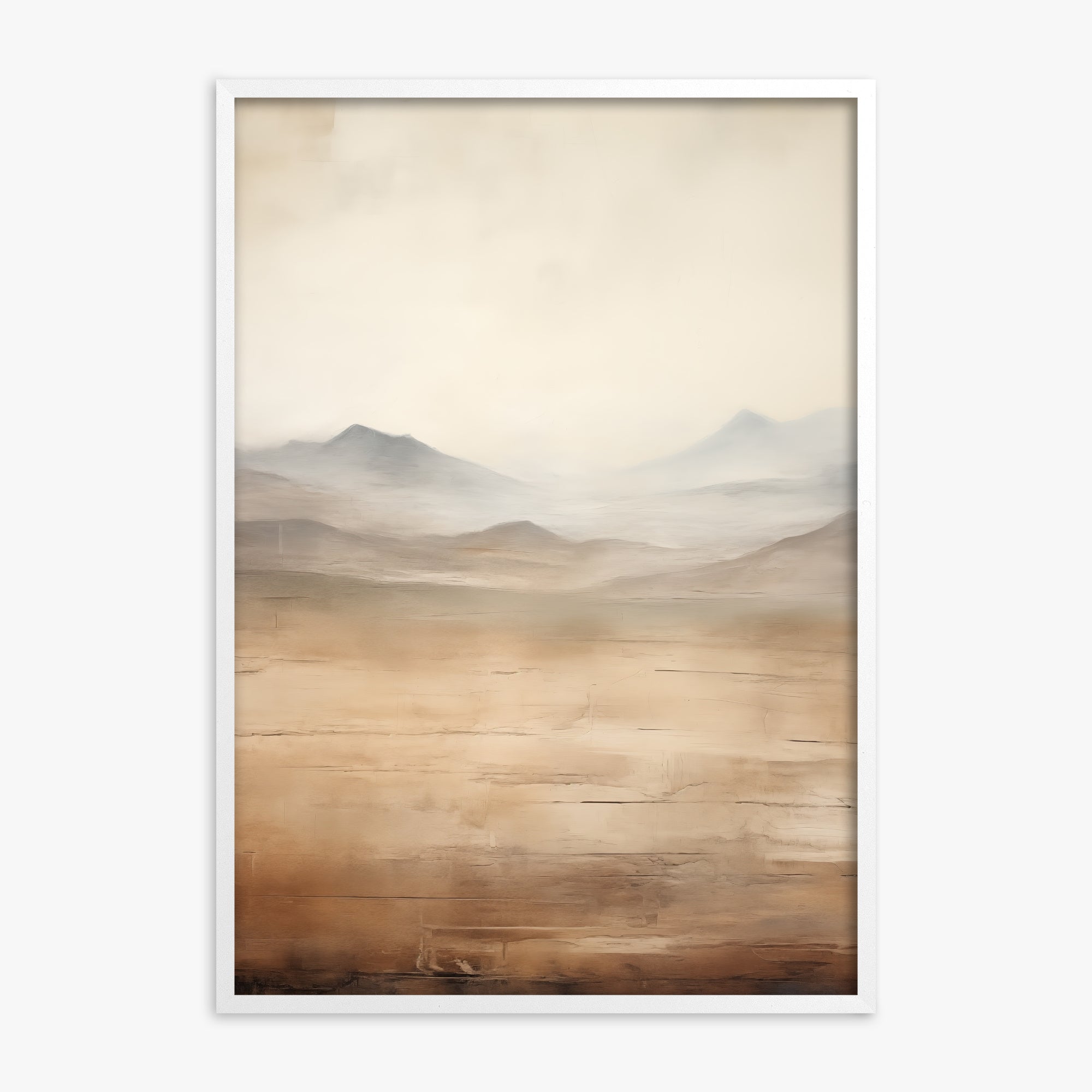Desert Mirage Plains, White Framed Poster With White Frame