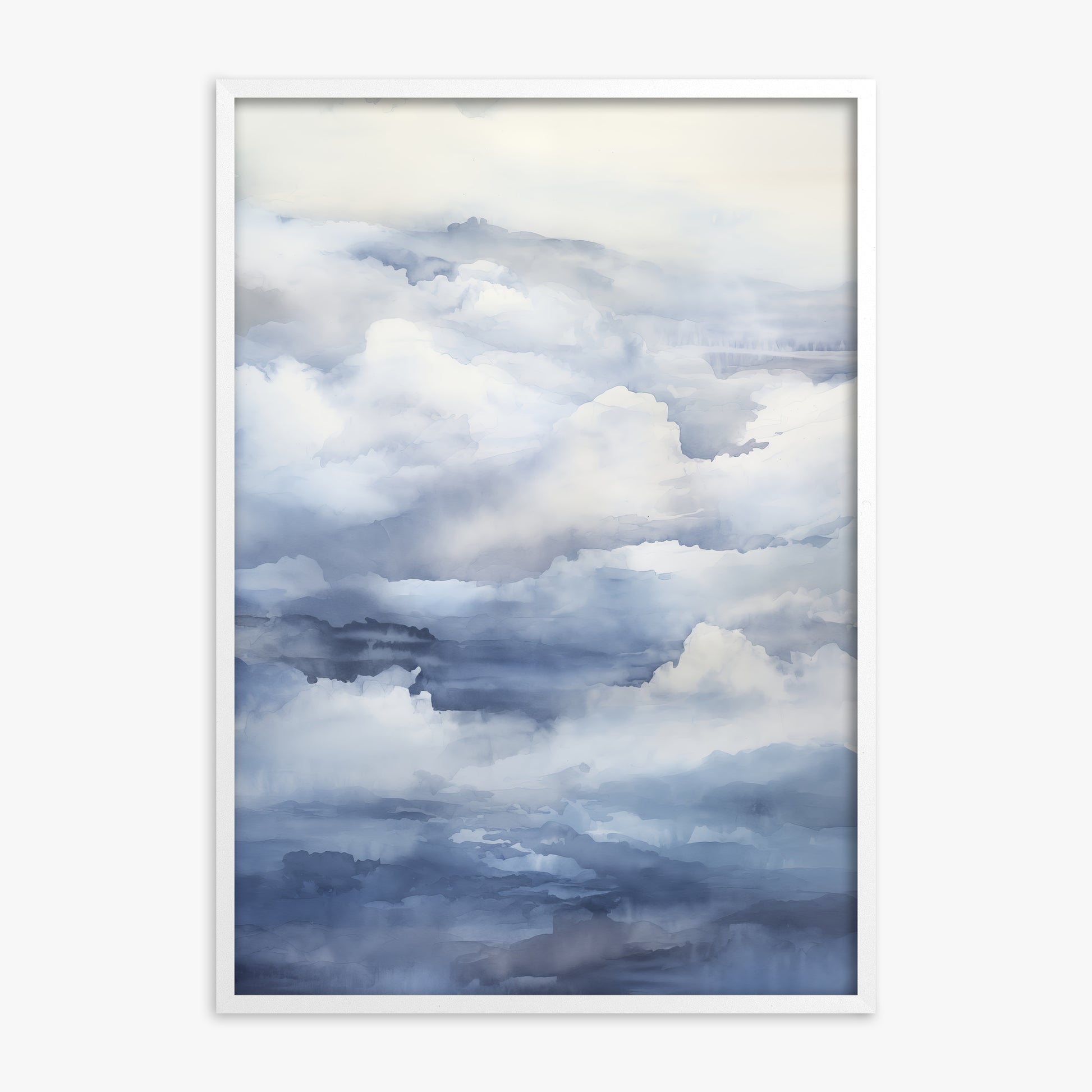 Celestial Drift, White Framed Poster With White Frame